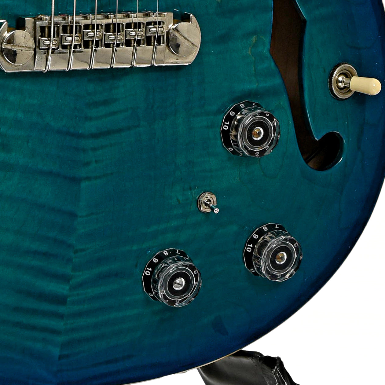 Bridge and controls of PRS Hollowbody II Electric Guitar 