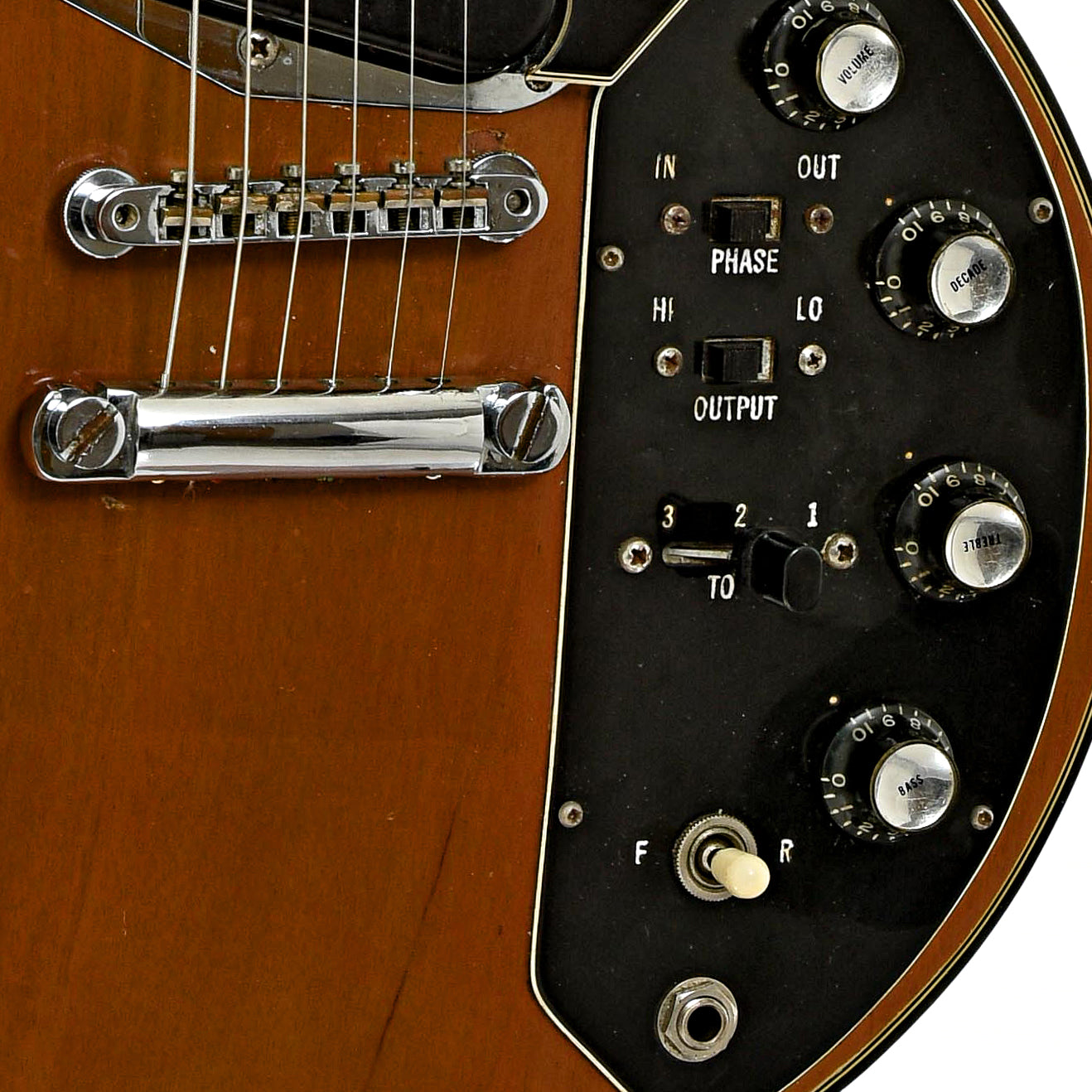 Bridge and controls of Gibson Les Paul Recording Electric Guitar