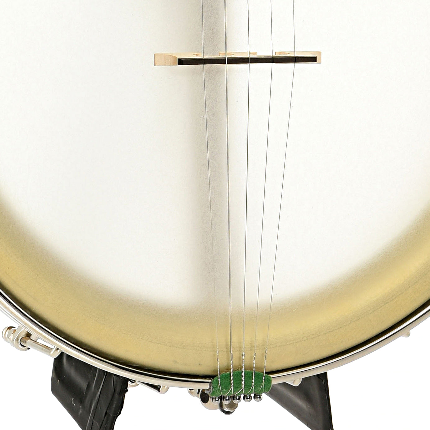 Tailpiece and bridge of Chuck Lee Cottonwood Openback Banjo #862, 12" Rim, Dobson Tone Ring