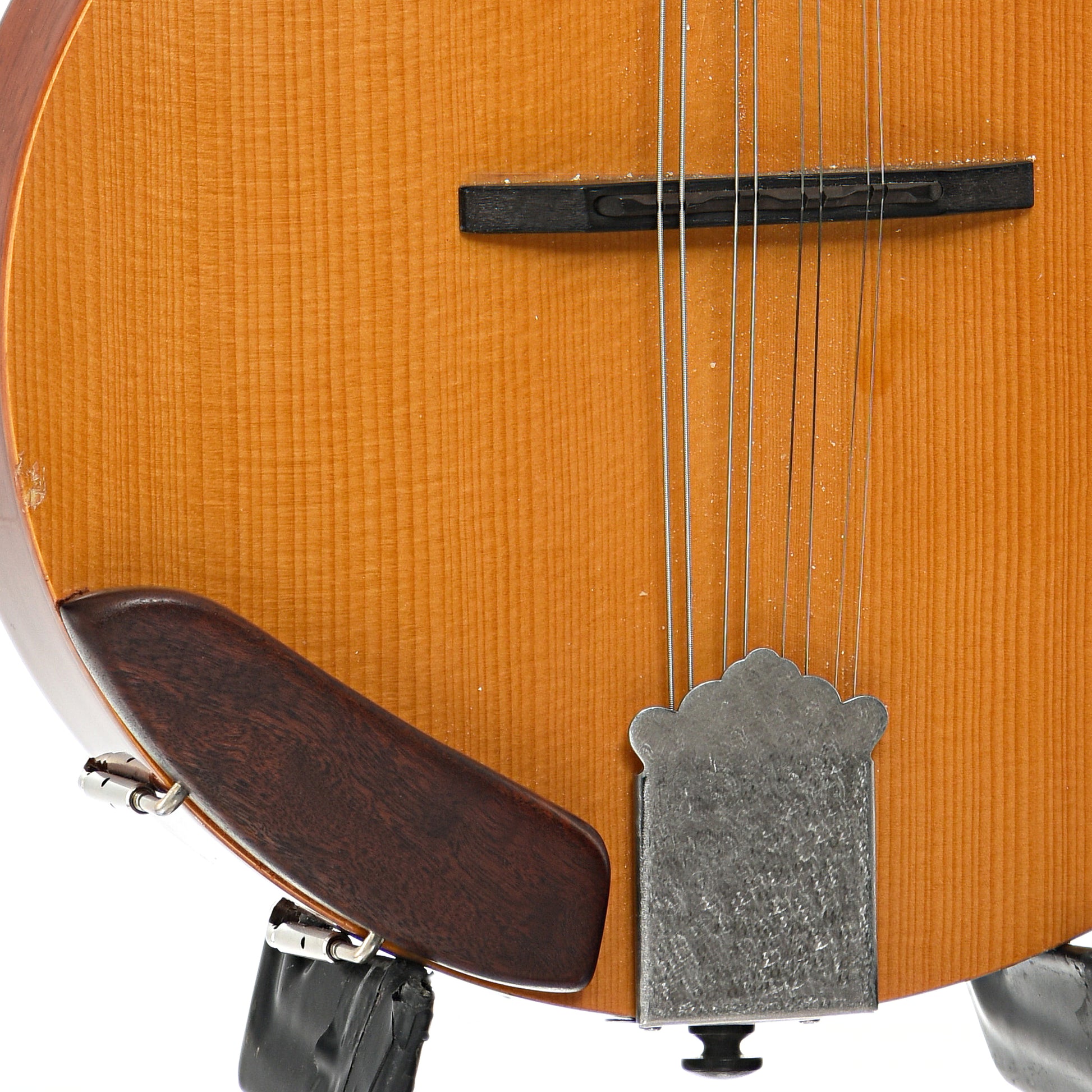 Armrest, tailpiece and bridge of Weber Y2K A-Style Mandolin (2000)