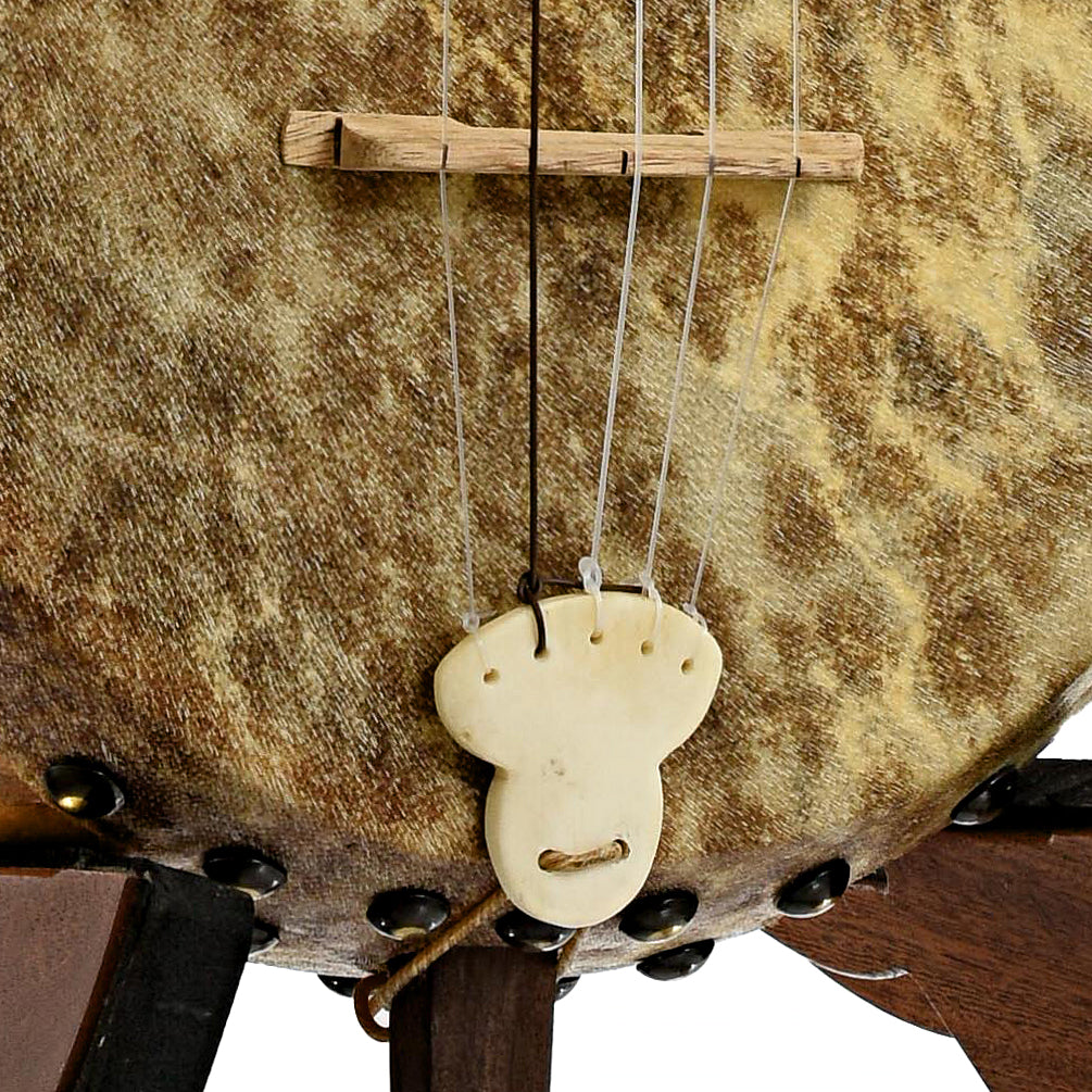 Bridge and tailpiece of Menzies Fretless Gourd Banjo #588