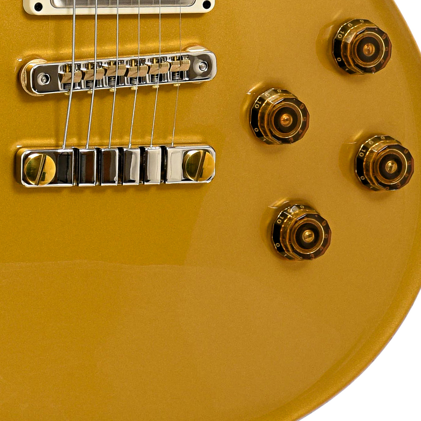 Bridge and controls of PRS McCarty 594 Singlecut Gold Metallic Electric Guitar