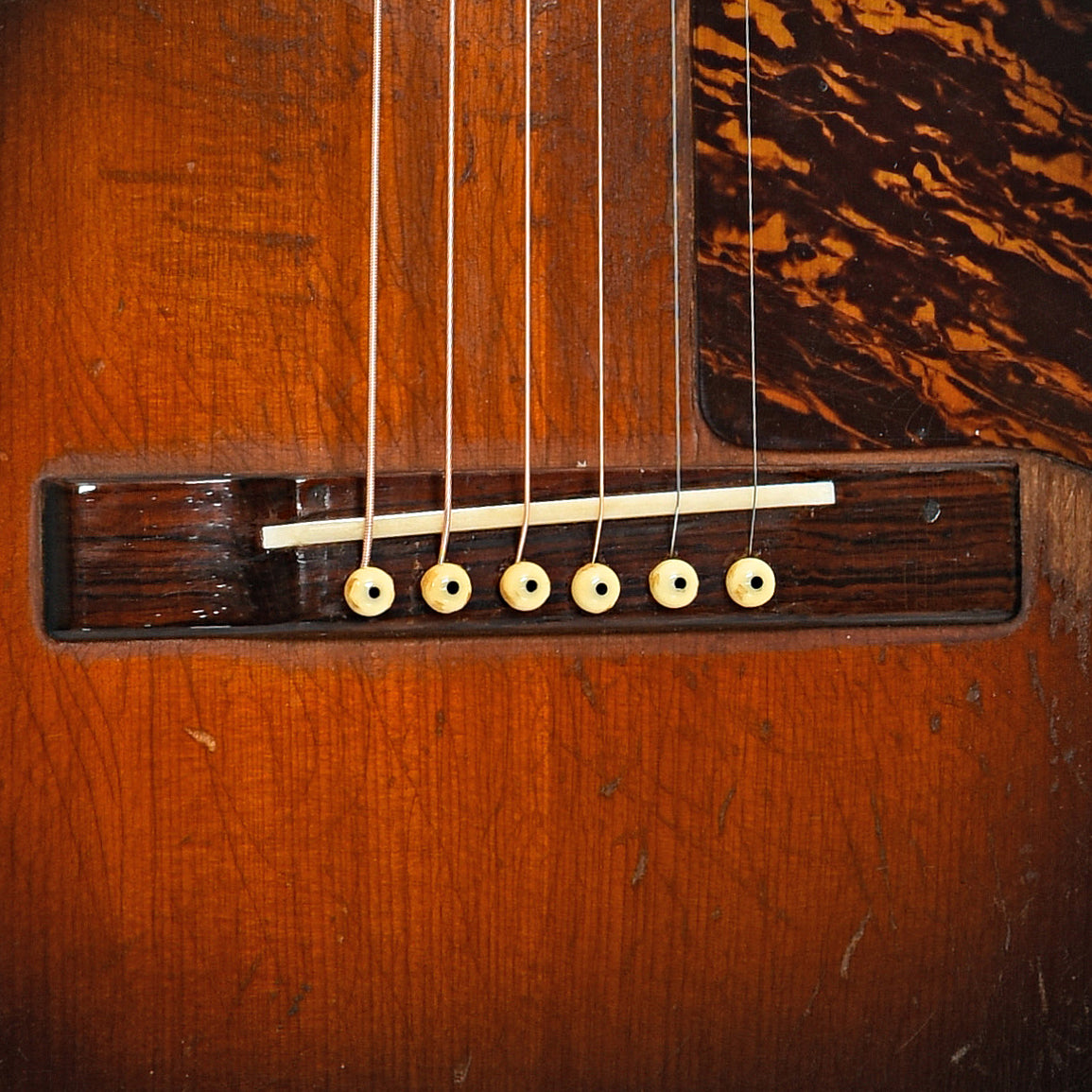 Bridge of Recording King Carson Robinson Acoustic Guitar (c.1935)