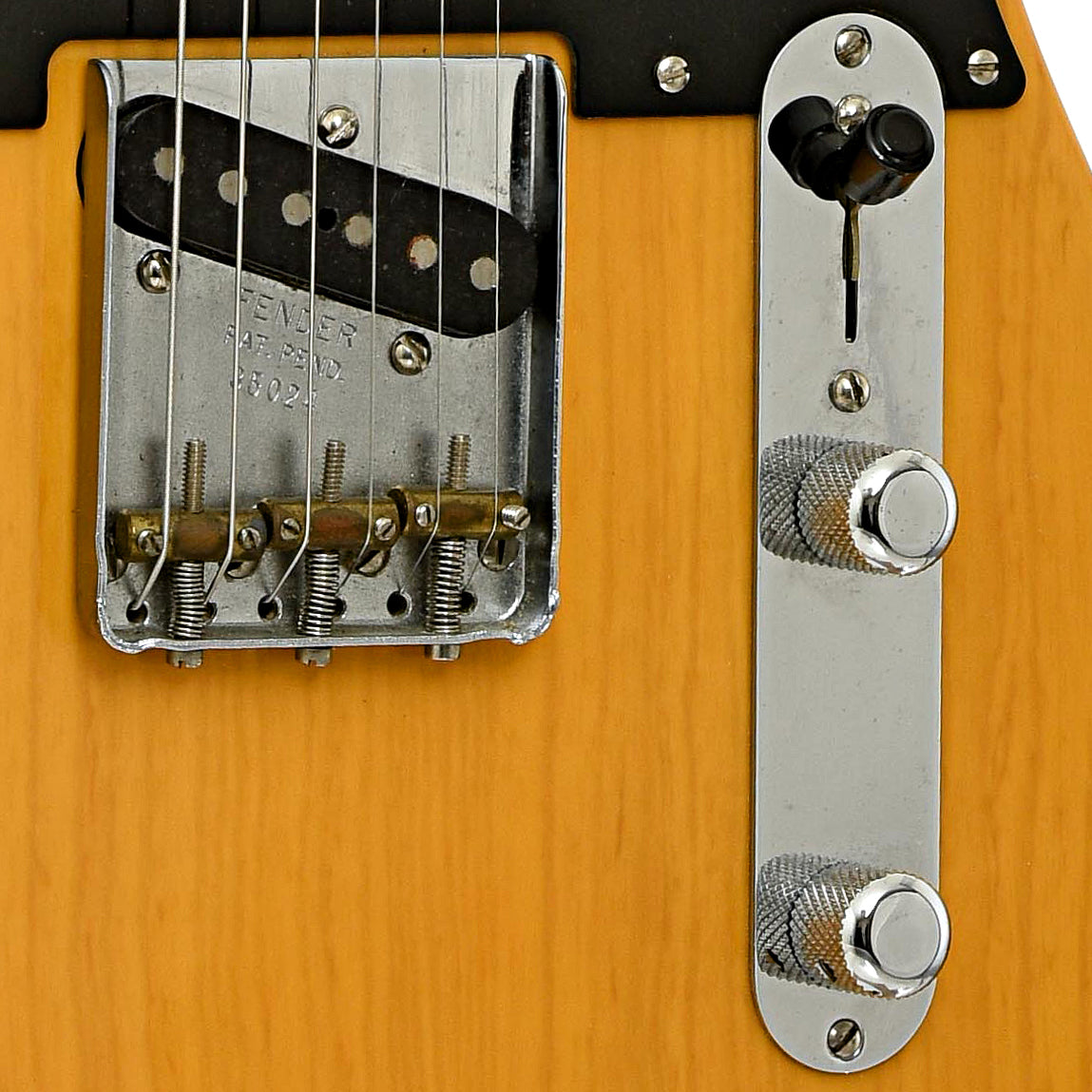 Bridge and controls of Fender Vintage Reissue 52 Telecaster Electric Guitar 