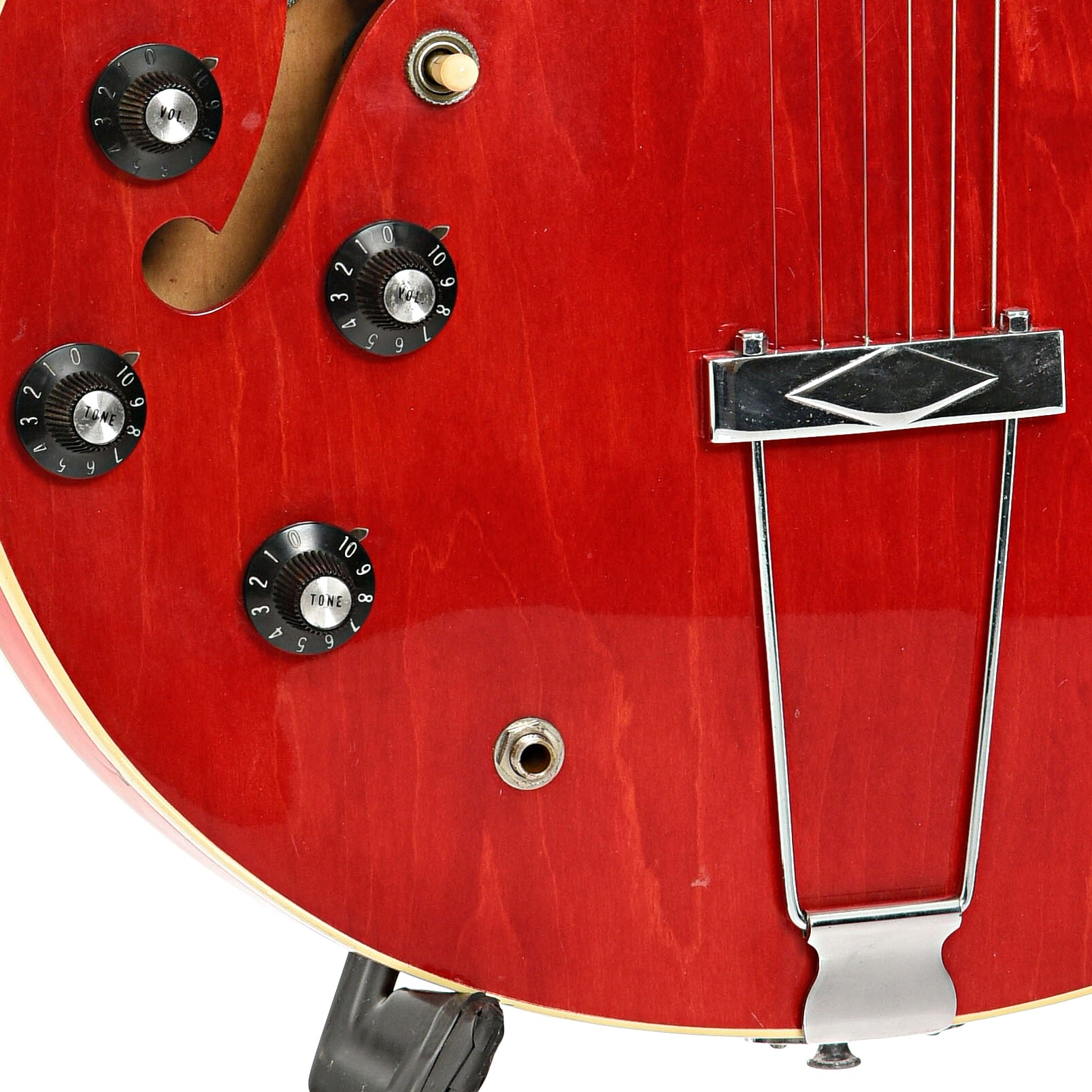 Tailpiece and controls of Gibson ES-335TD LH  Hollowbody Electric Guitar (1974)