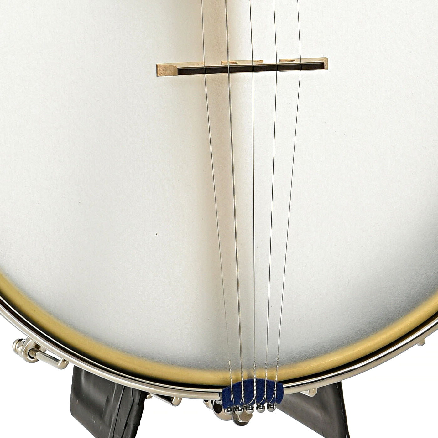 tailpiece and bridge of Chuck Lee Prairieville Openback Banjo #861, 12" Rim, Brass Hoop Tone Ring