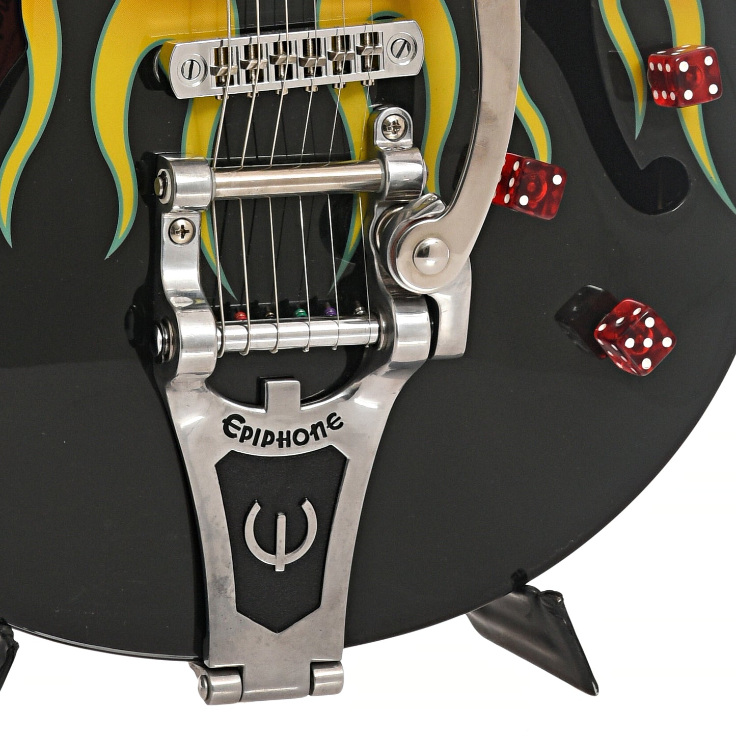 Tailpiece and bridge of Epiphone Flamekat 