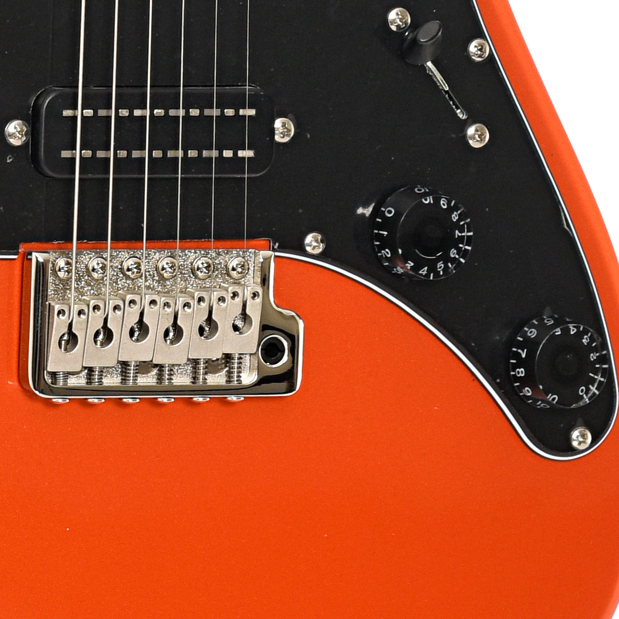 Bridge of PRS SE NF3 Electric Guitar, Rosewood, Metallic Orange