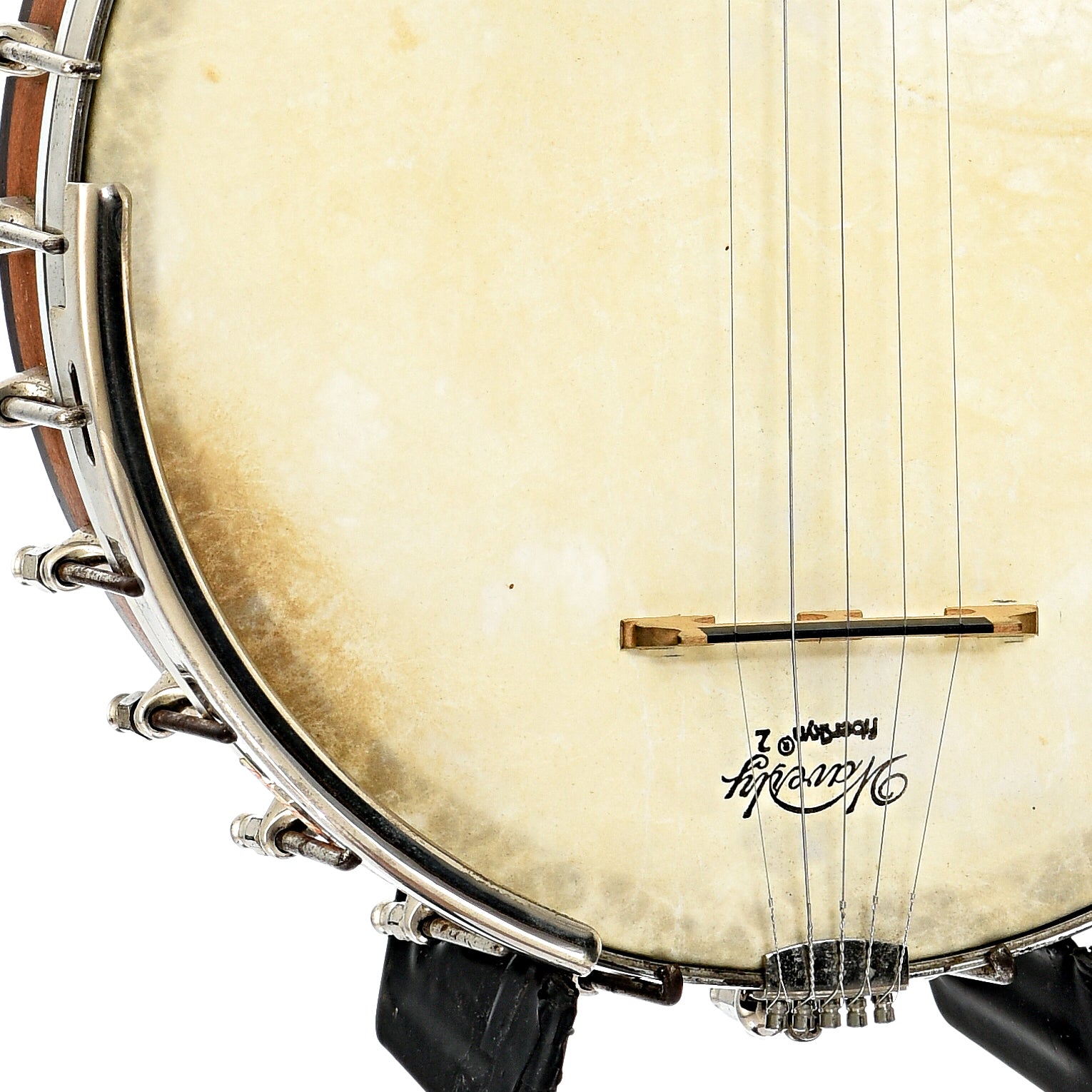 Armrest, tailpiece and bridge of Vega Conversion Banjo