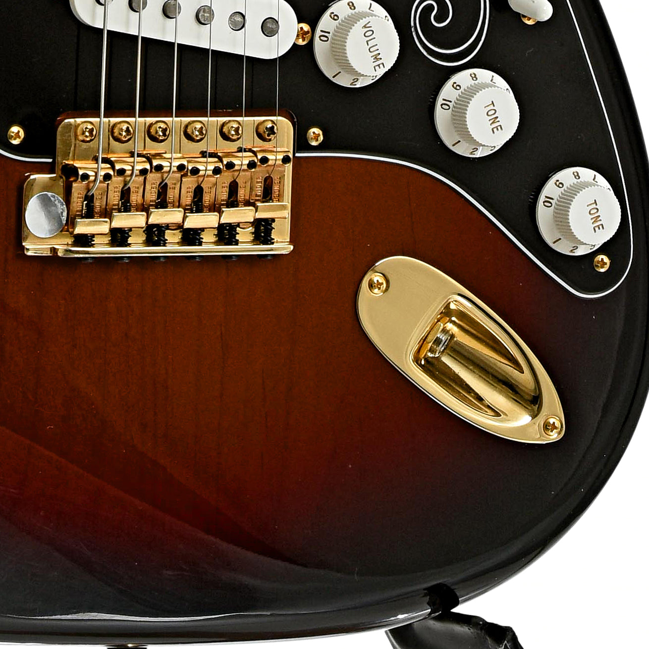 Bridge and controls of Fender SRV Stratocaster Electric Guitar 