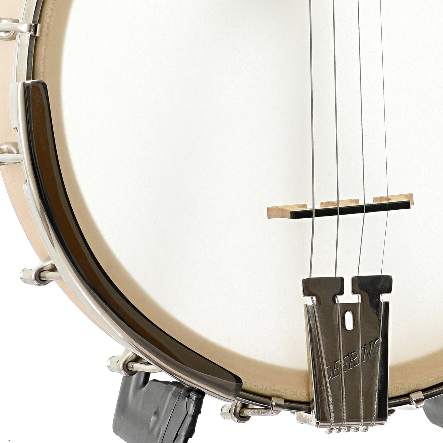 Armrest, tailpiece and bridge of Deering Goodtime 17-Fret Tenor Banjo (2010s)