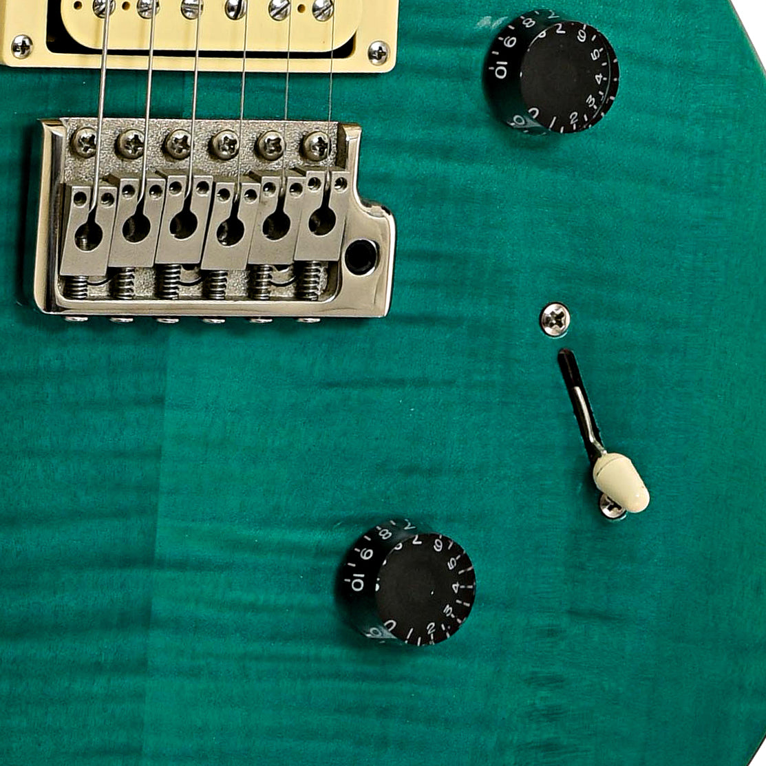 Bridge and controls of PRS SE Custom 24 Electric Guitar 