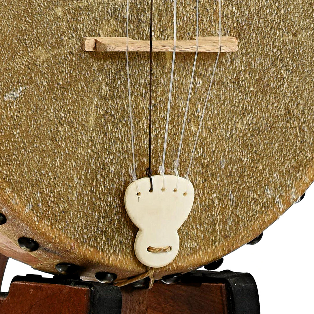 Bridge and tailpiece of Menzies Fretless Gourd Banjo #589