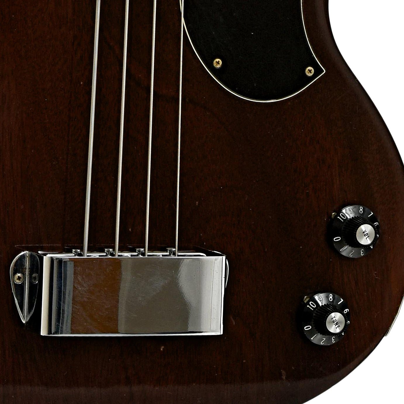 Bridge and controls of Gibson EB-0 Electric Bass 