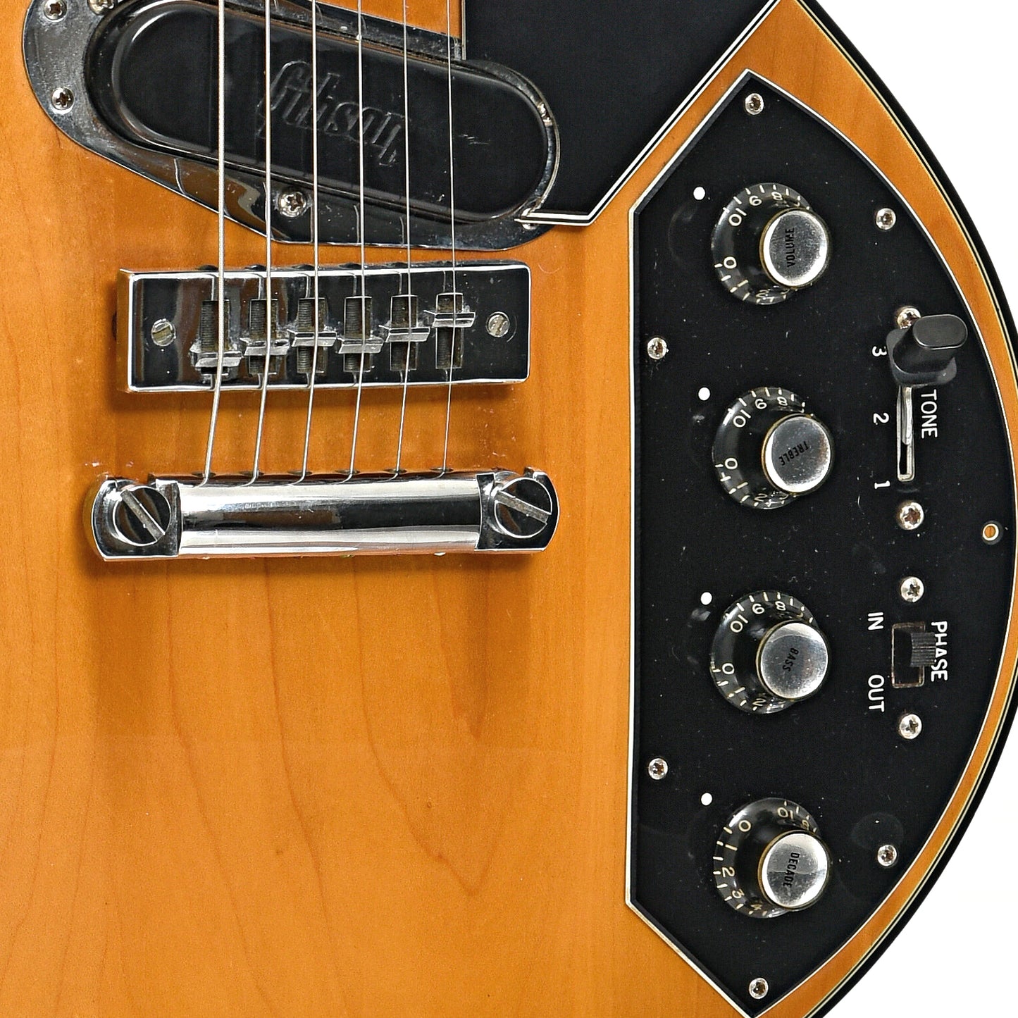 Bridge, tailpiece and controls of Gibson Les Paul Recording Electric Guitar (1976)