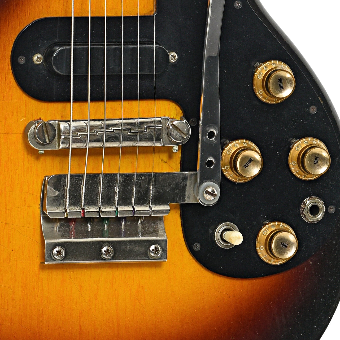 Tremolo, Bridge,  and Controls of Gibson Melody Maker D Electric Guitar (1962)