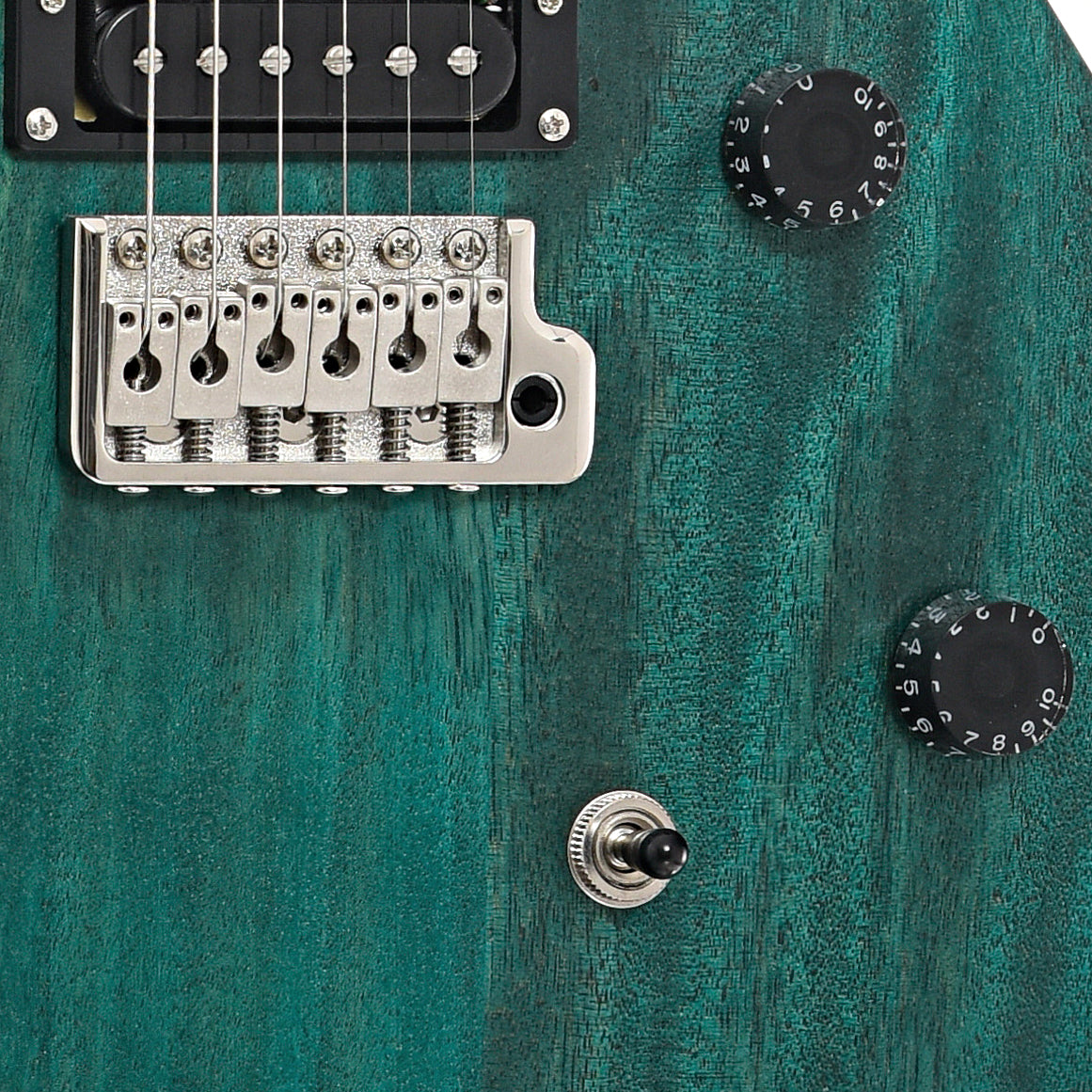 Bridge and controls of PRS SE CE24 Standard Satin Electric Guitar, Turquoise