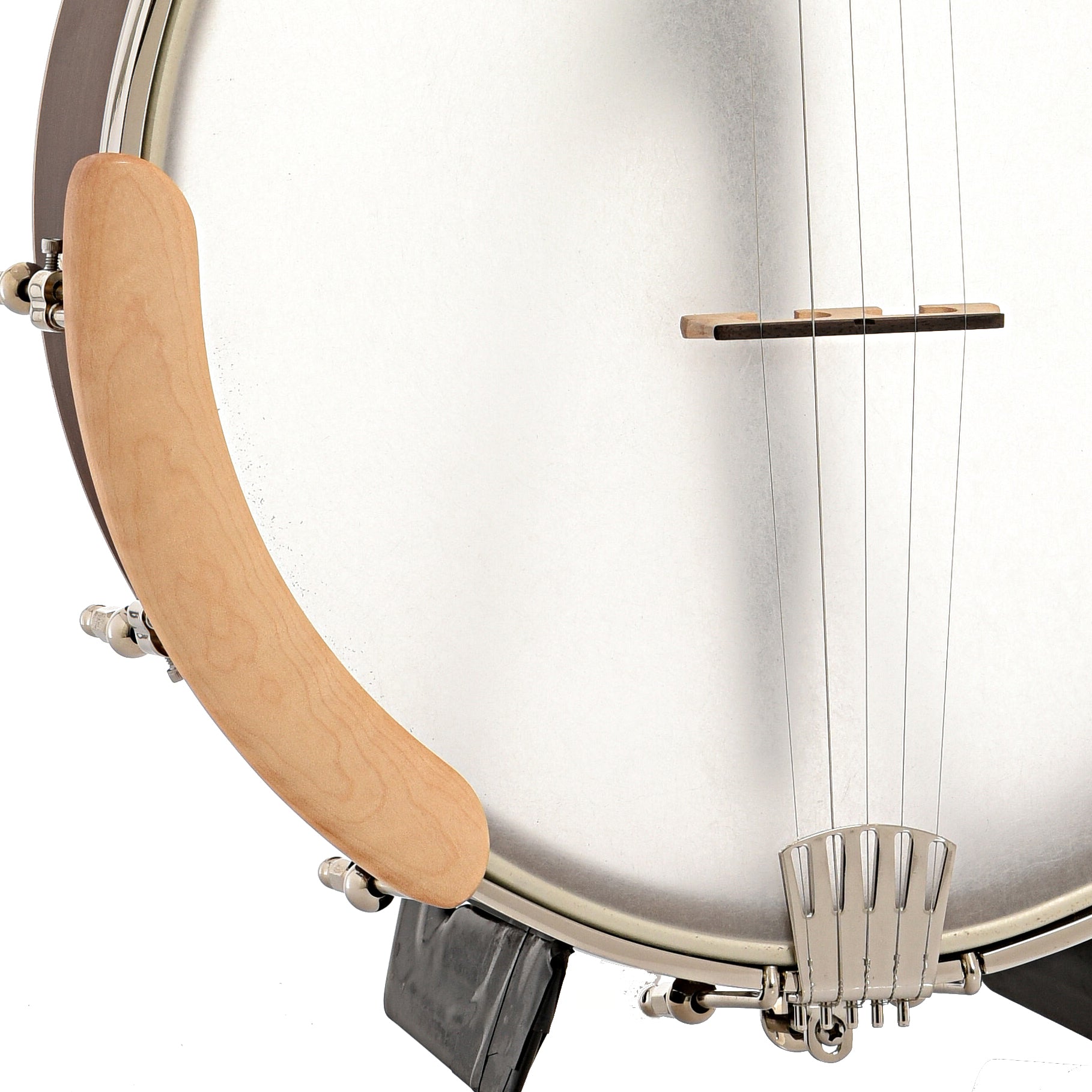 Armrest, tailpiece and bridge of Gold Tone HM-100 High Moon A-Scale Openback Banjo