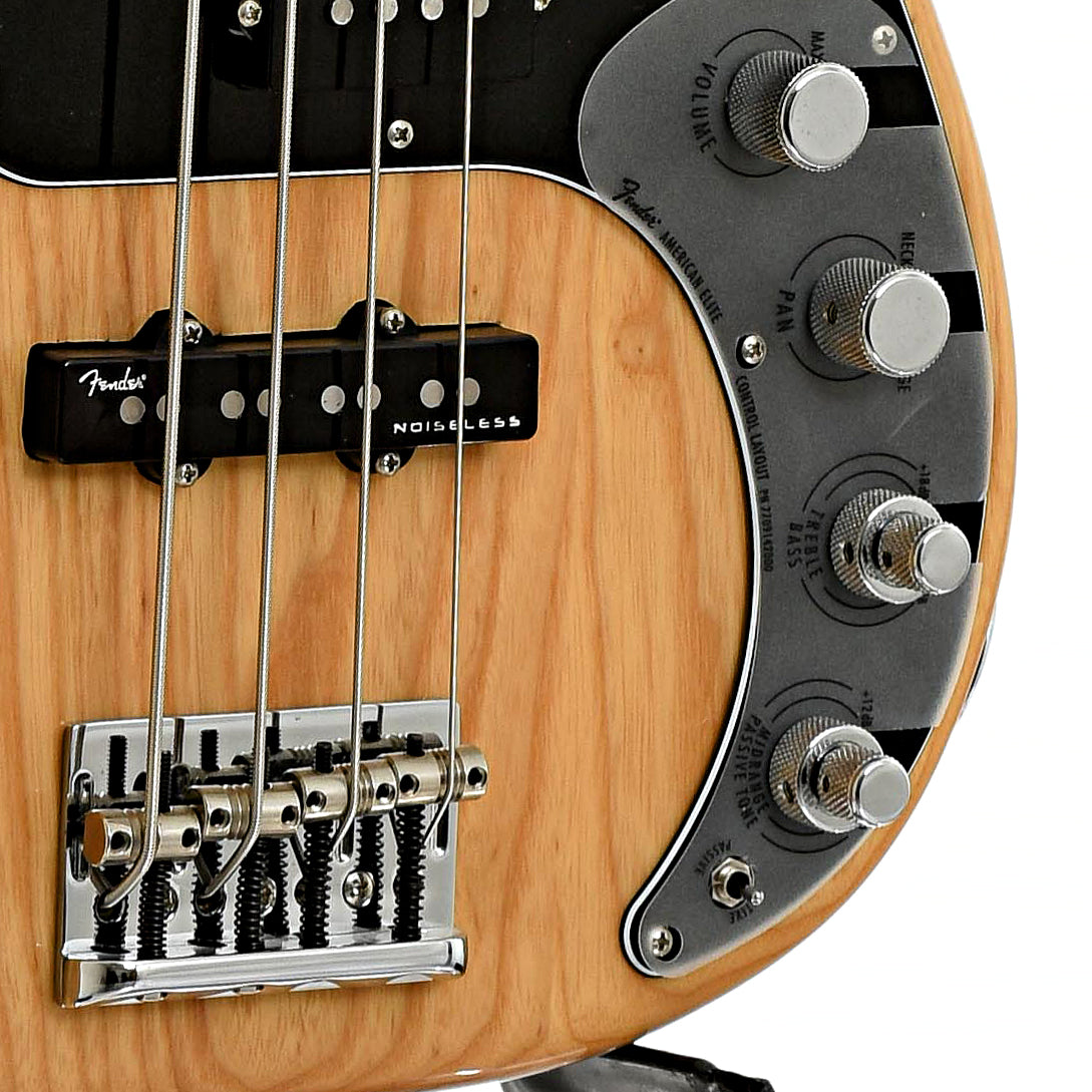 bridge and controls of Front of Fender American Elite Precision Bass