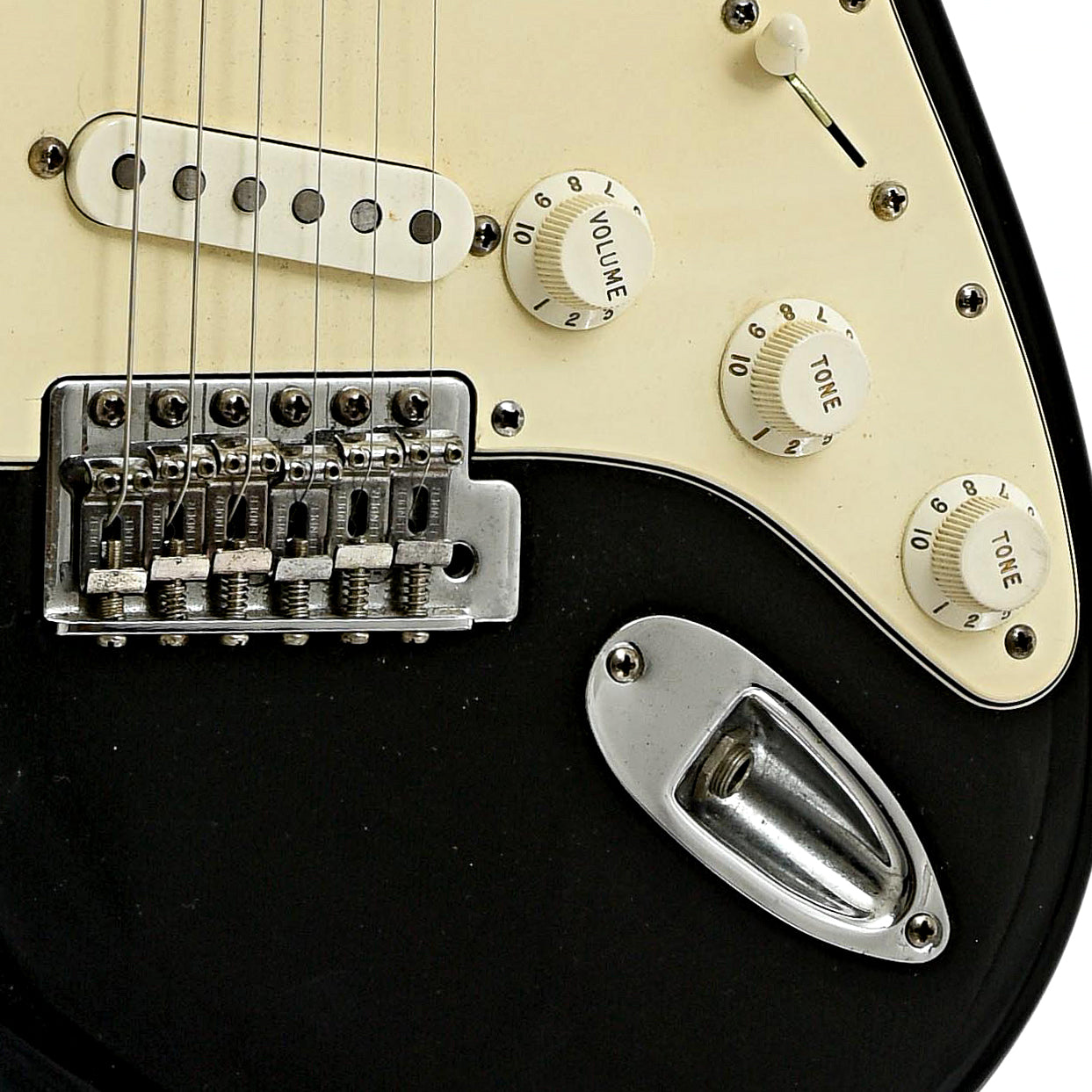 Bridge and controls of Fender Standard Stratocaster Electric Guitar