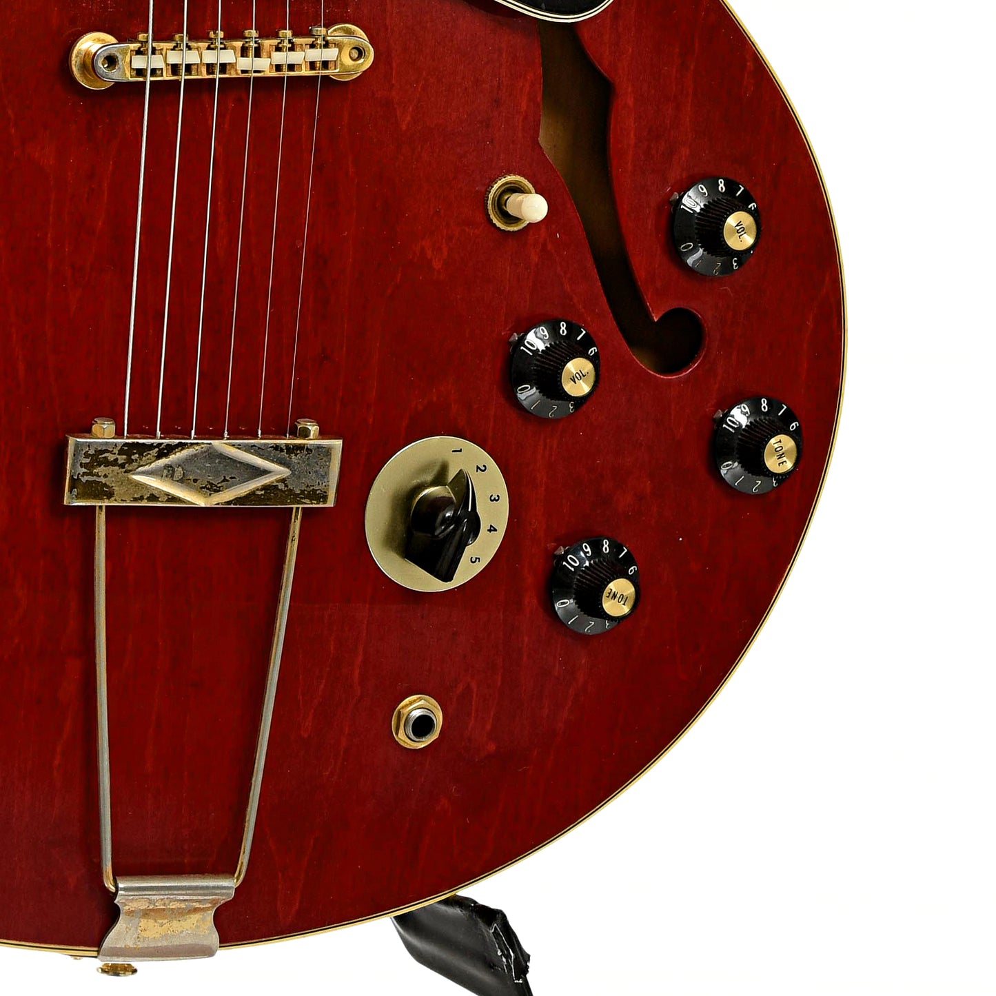 Bridge and controls of Gibson ES-345 TDC Hollowbody Electric Guitar