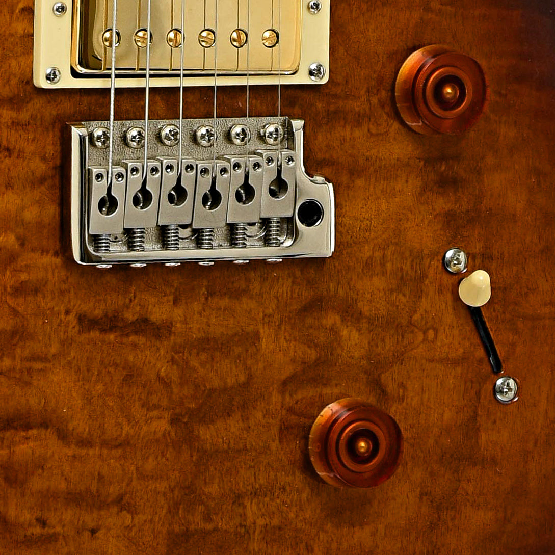 Bridge and controls of PRS SE Custom 24 Roasted Maple Electric Guitar 