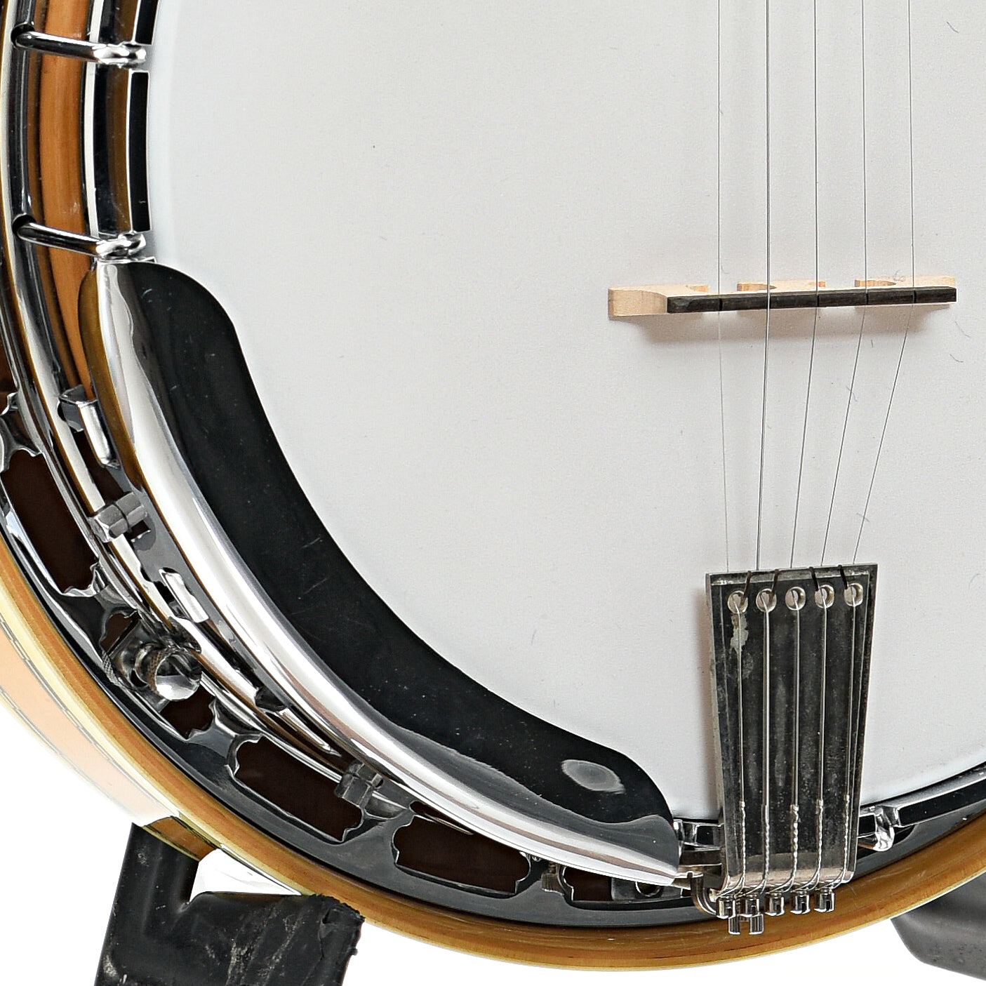 Armrest, tailpiece and bridge of Ibanez Artist "Tree of Life" Blonde Resonator Banjo (c.1977)