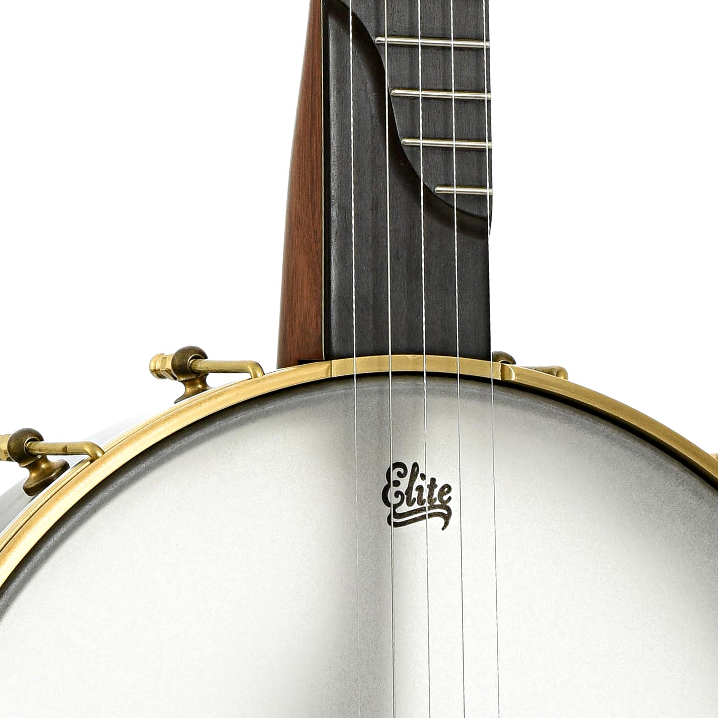 Front neck joint of Chuck Lee Lone Star Custom 12" Openback Banjo #865, Integral Wood Tone Ring