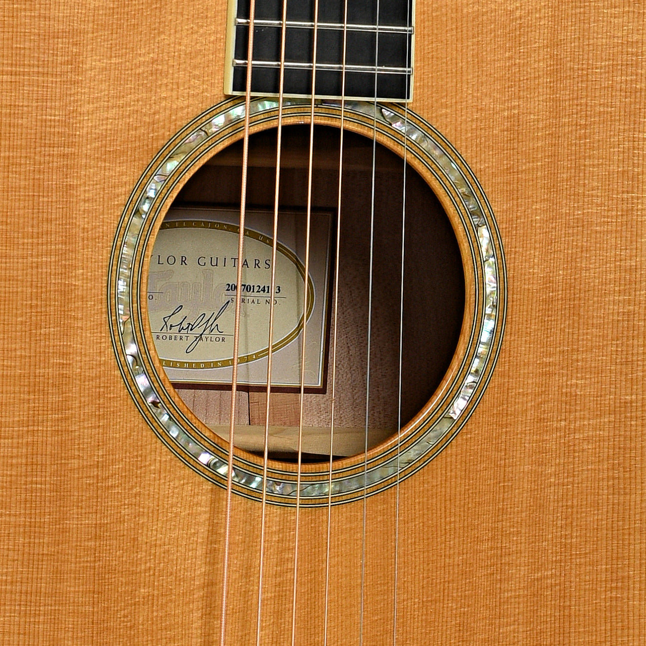 Sound hole of Taylor GA-6 Acoustic Guitar