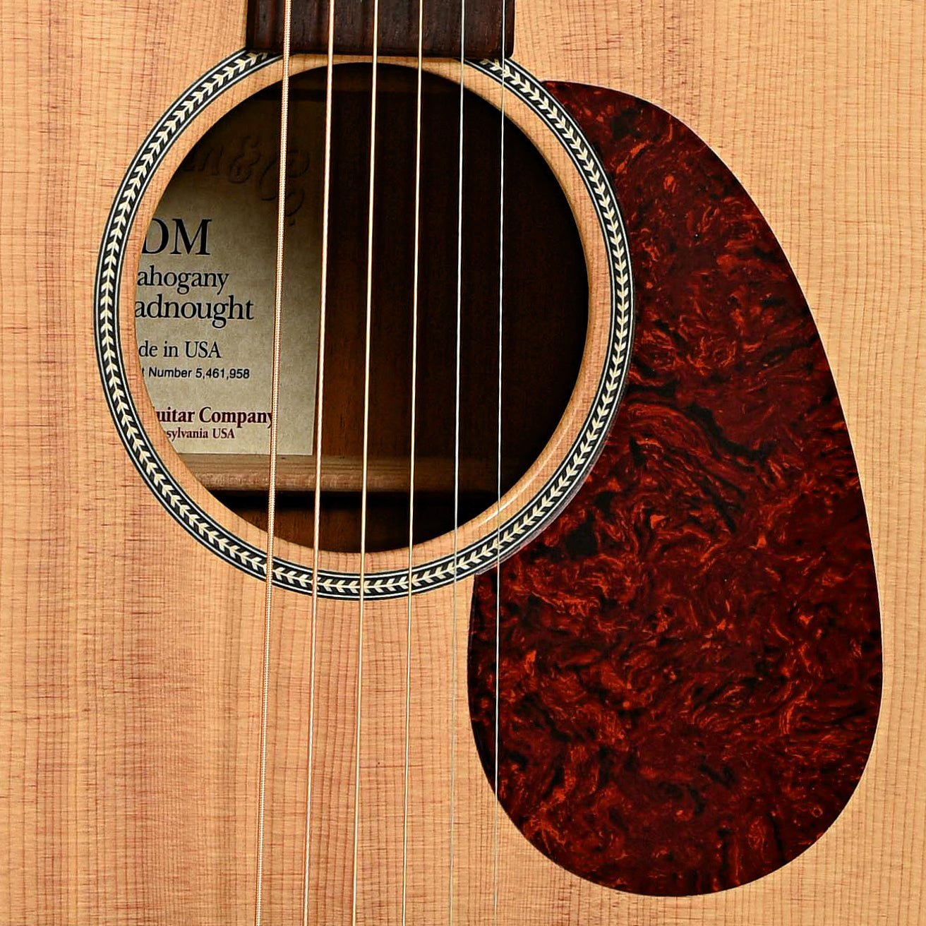 Soundhole of Martin DM Acoustic Guitar 