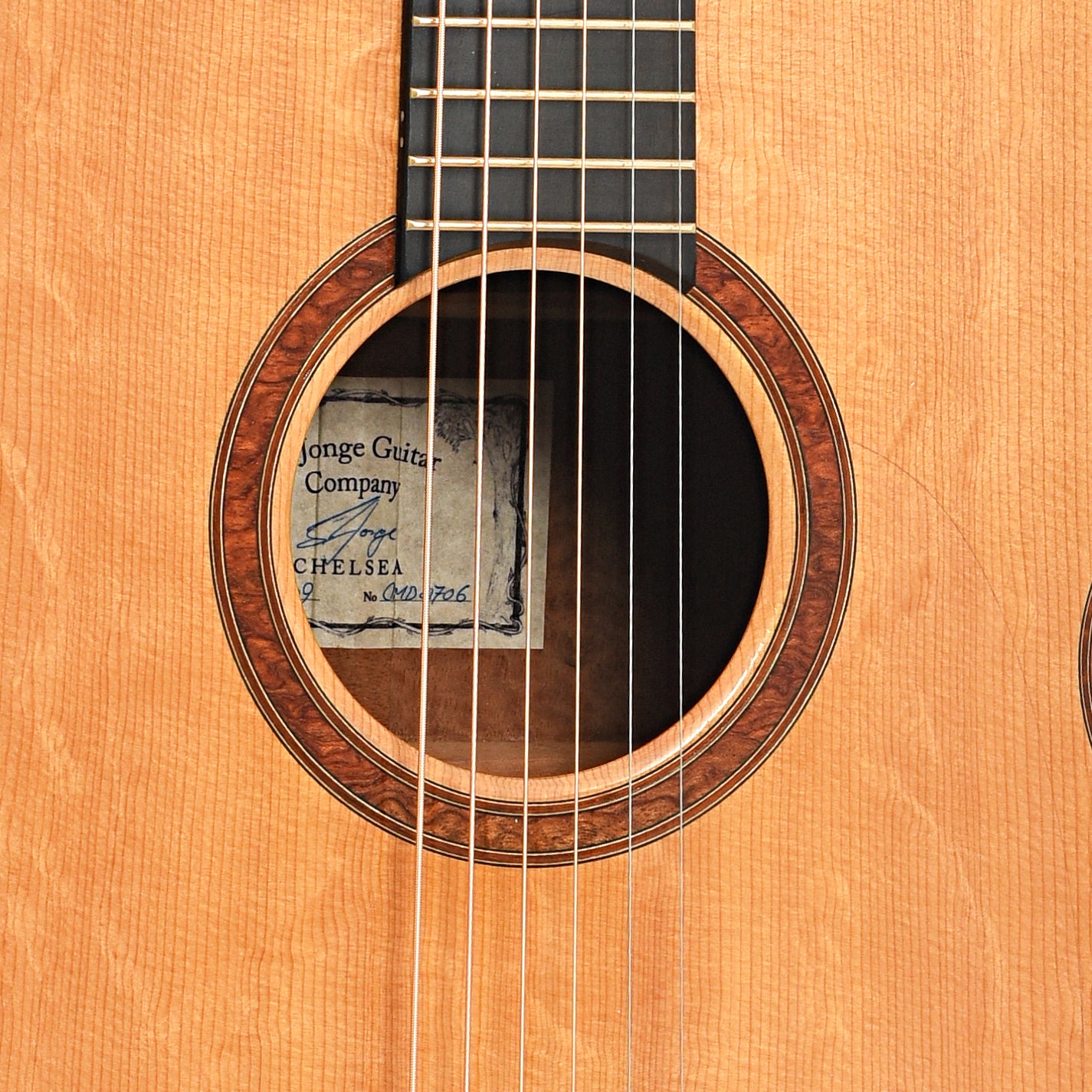 Sound hole of Sergei de Jonge 000-Size Acoustic Guitar (2009)