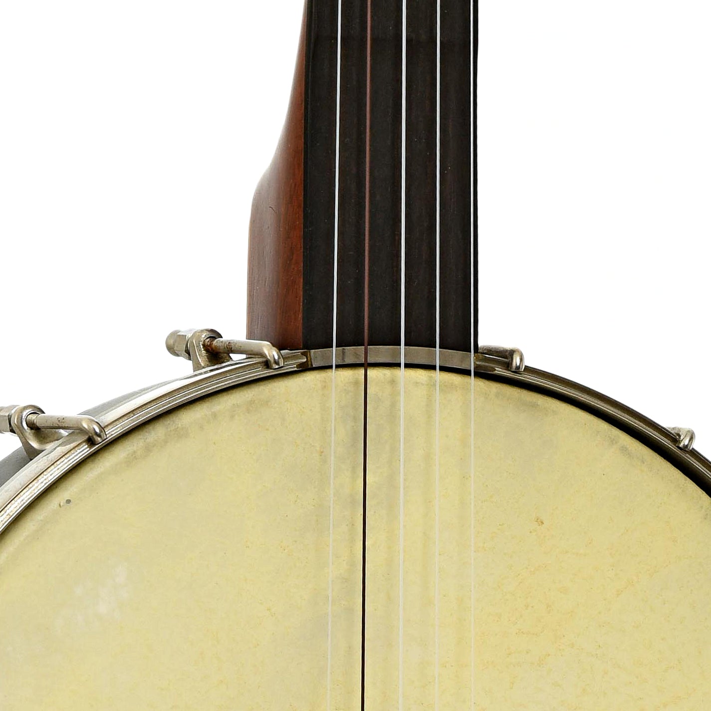 Front neck joint of Chanterelle Mike Ramsey Fretless Standard 12" Openback Banjo (c.1999)