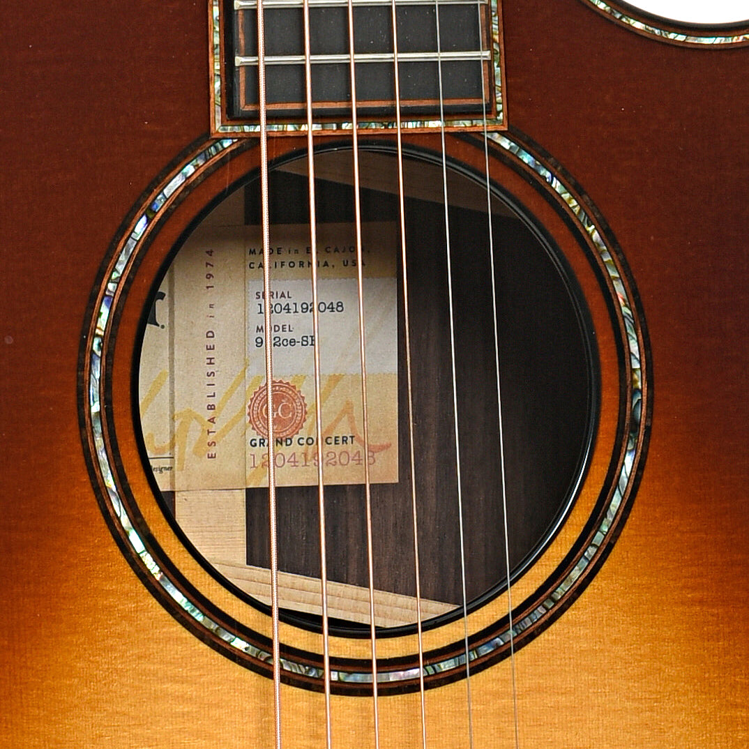 Sound hole of Taylor 912ce-SB Acoustic-Electric Guitar (2022)