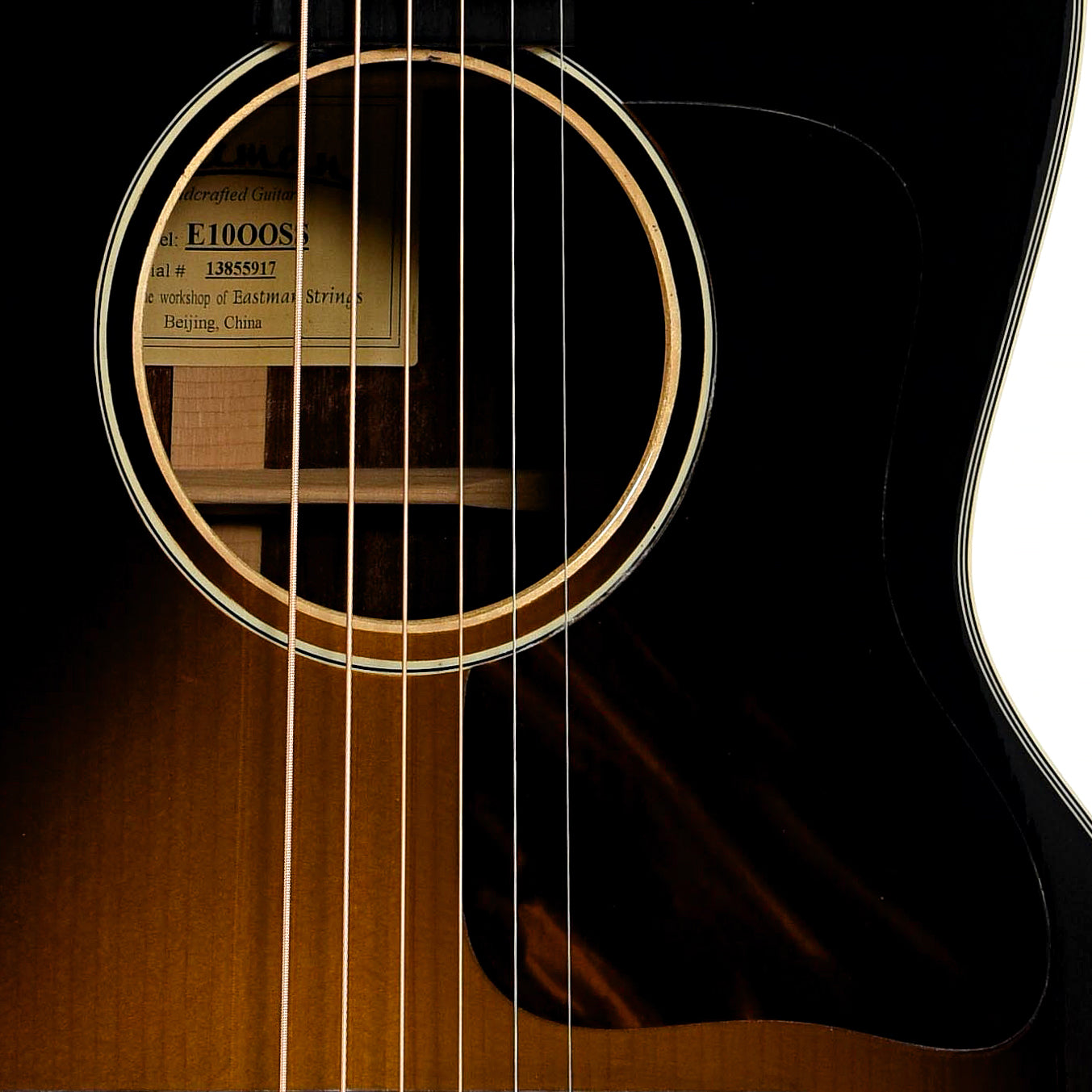 Soundhole of Eastman E10 00SS Acoustic Guitar