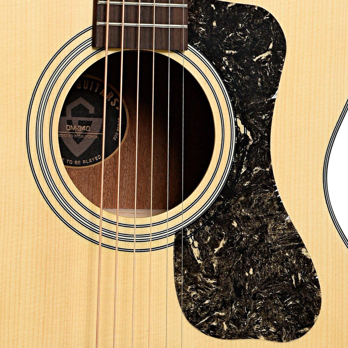 Soundhole of Guild 300 Series OM-340 Acoustic Guitar