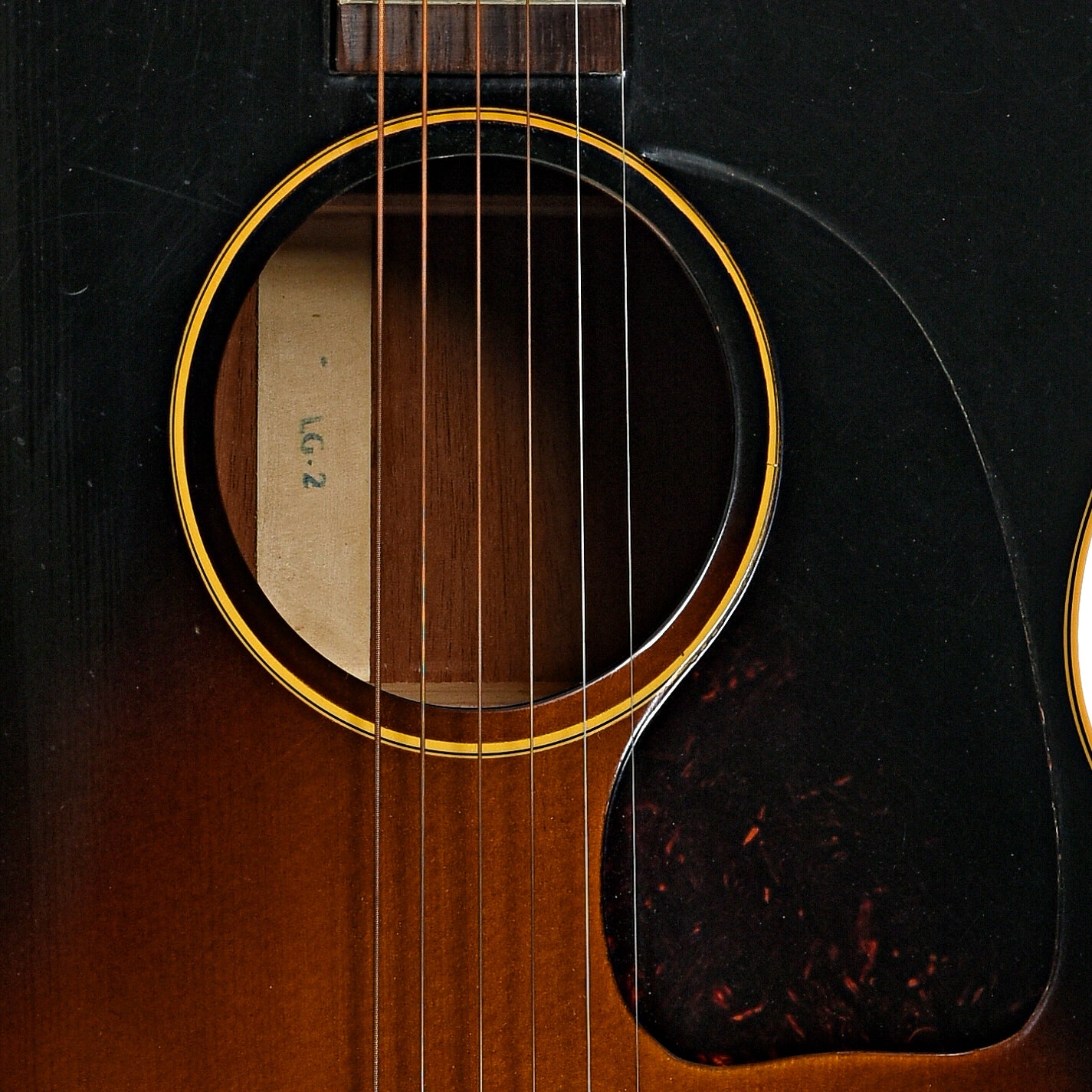 Sound hole of Gibson LG-2 Acoustic Guitar (1954)