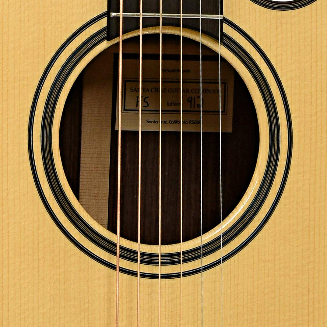 Soundhole of Santa Cruz FS Fingerstyle Model Acoustic Guitar