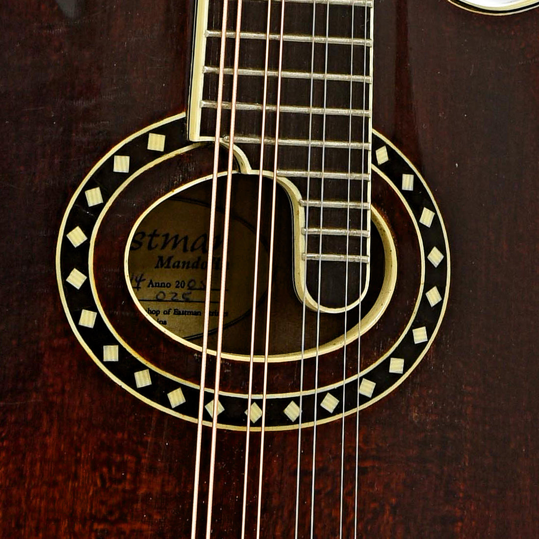 Soundhole of Eastman MD814 F-Style Mandolin