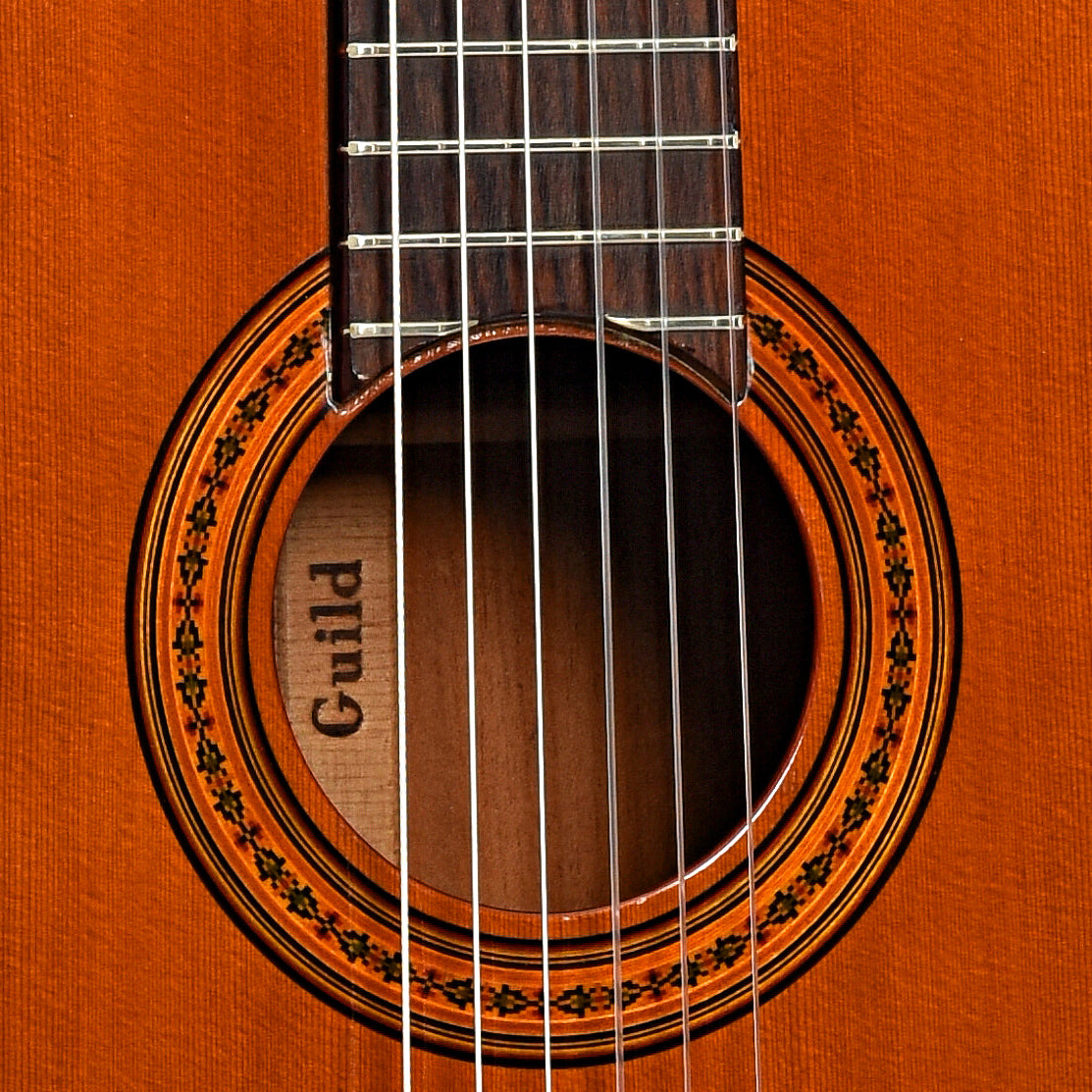 Sound hole of Guild Mark III Classical Guitar (1976)