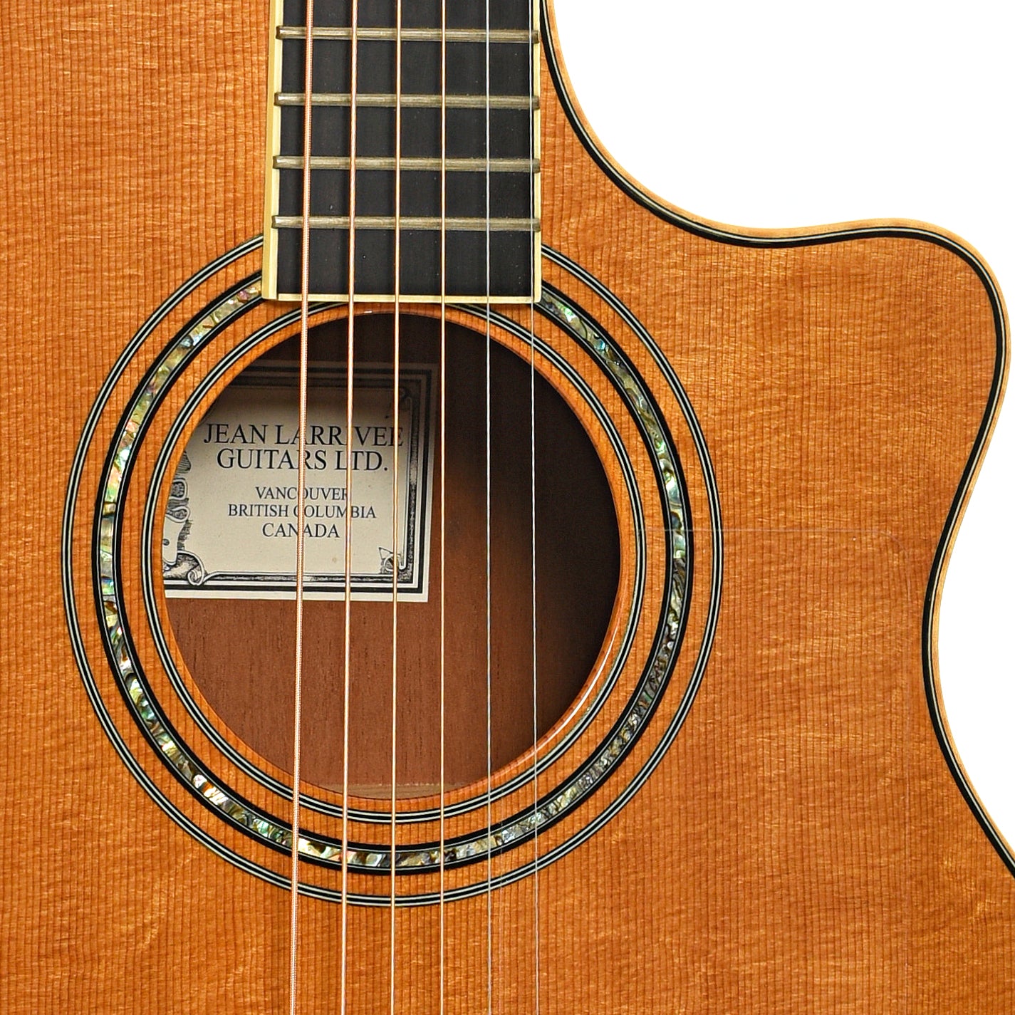 Sound hole of Larrivee OMV-05 Acoustic Guitar (2001)