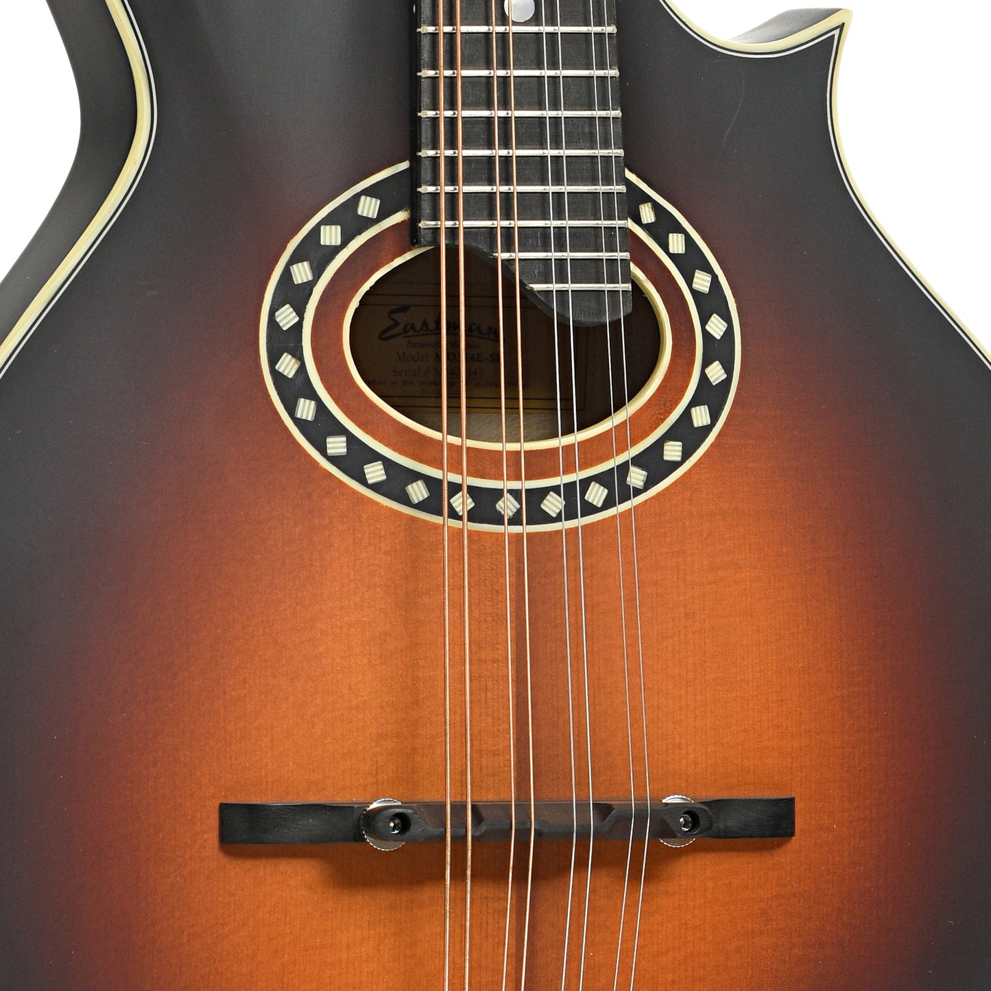 Sound hole of Eastman MD314E-SB Mandolin, Sunburst