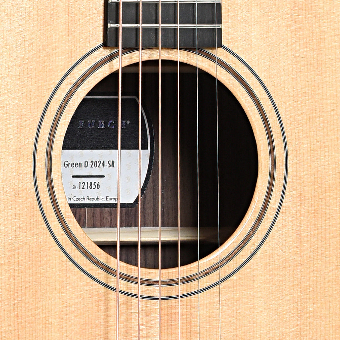 Sound hole of Furch Green 2024 D-SR Dreadnought Acoustic Guitar