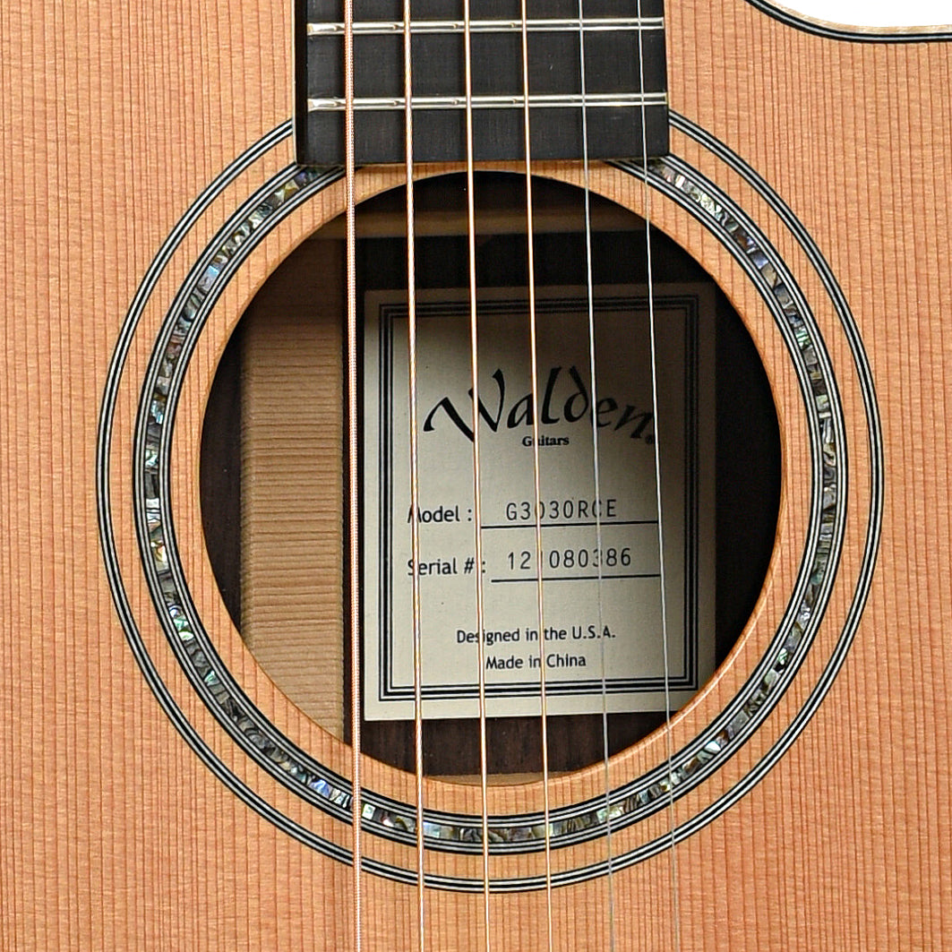 Soundhole of Walden R3030RCE Acoustic-Electric Guitar (c.2021)