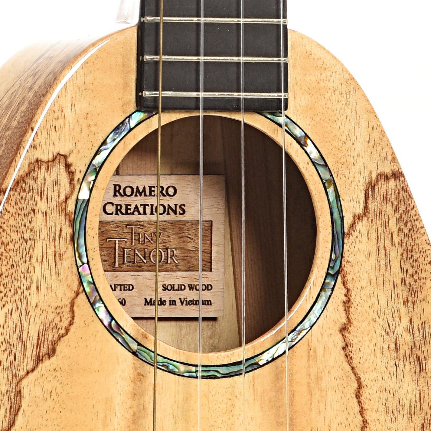 Sound hole of Romero Creations Tiny Tenor Ukulele, Spalted Mango (2021)