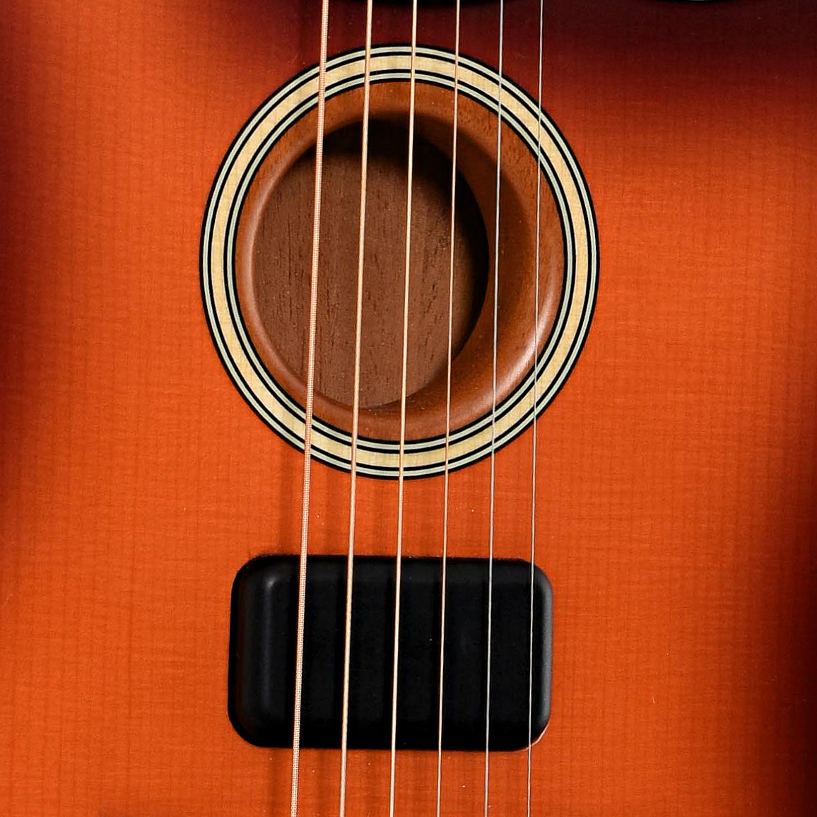 Pickup and soundhole of Fender Acoustasonic Jazzmaster