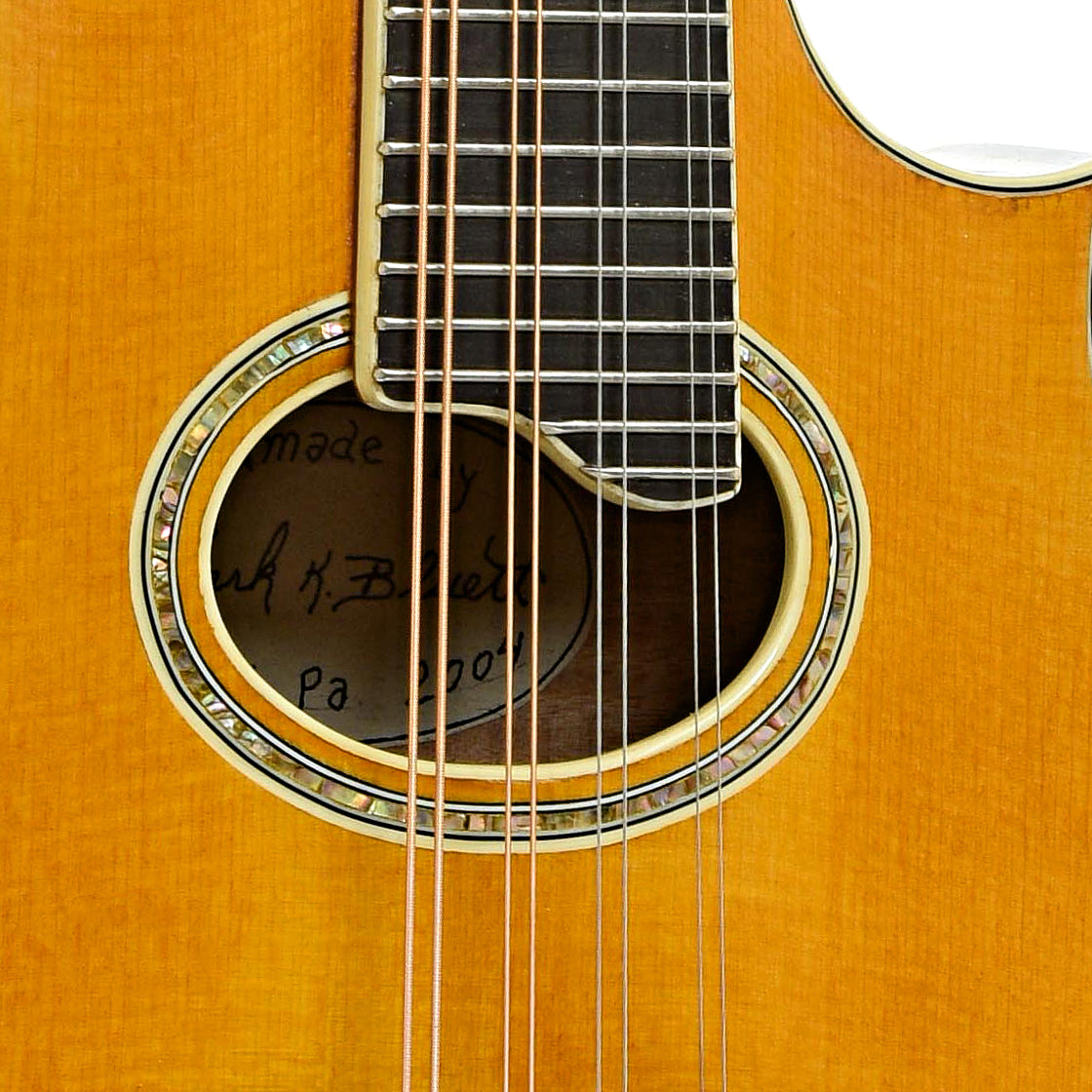 Soundhole of Bluett F-4 Mandolin