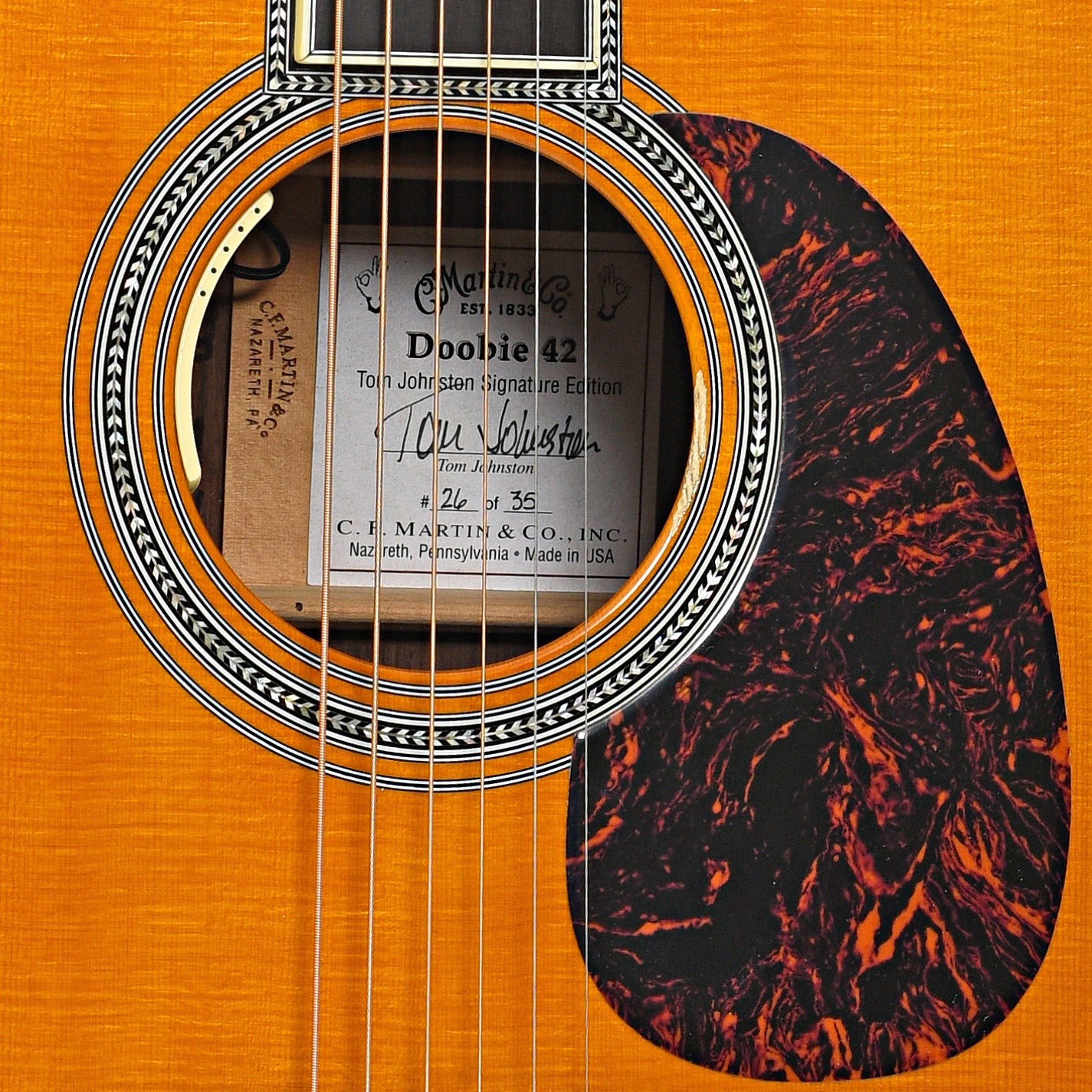 Soundhole of Martin Doobie-42 Tom Johnston Signature Acoustic Guitar (2007)