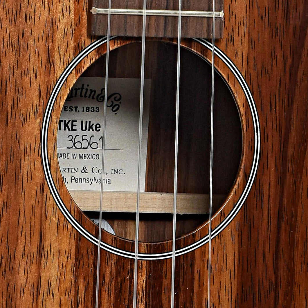 Soundhole of Martin TKE Tenor Ukulele & Gigbag