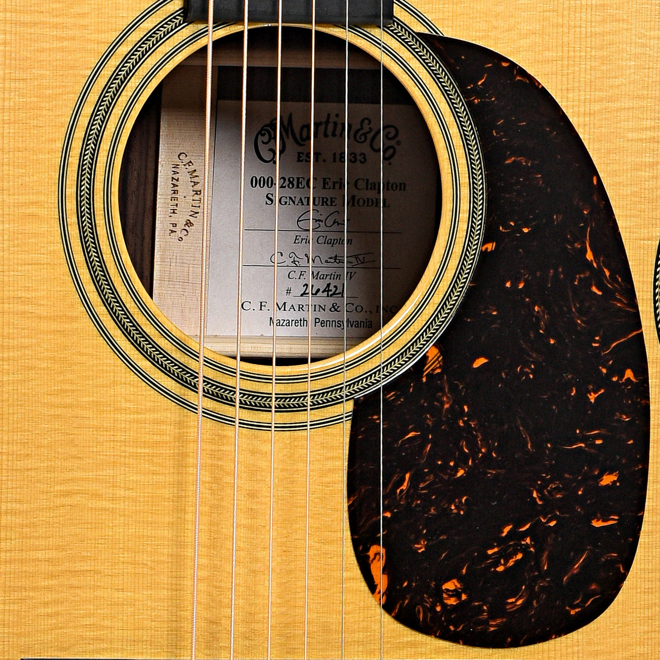 Soundhole of Martin 000-28EC Eric Clapton Guitar  