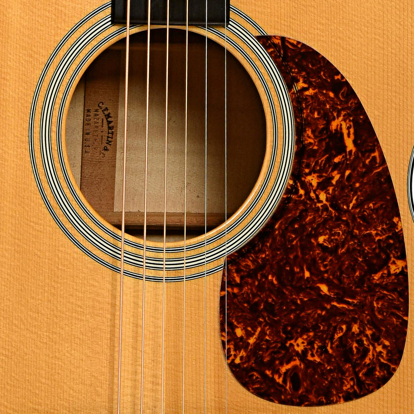 Soundhole of Martin M-64 Maple Acoustic Guitar